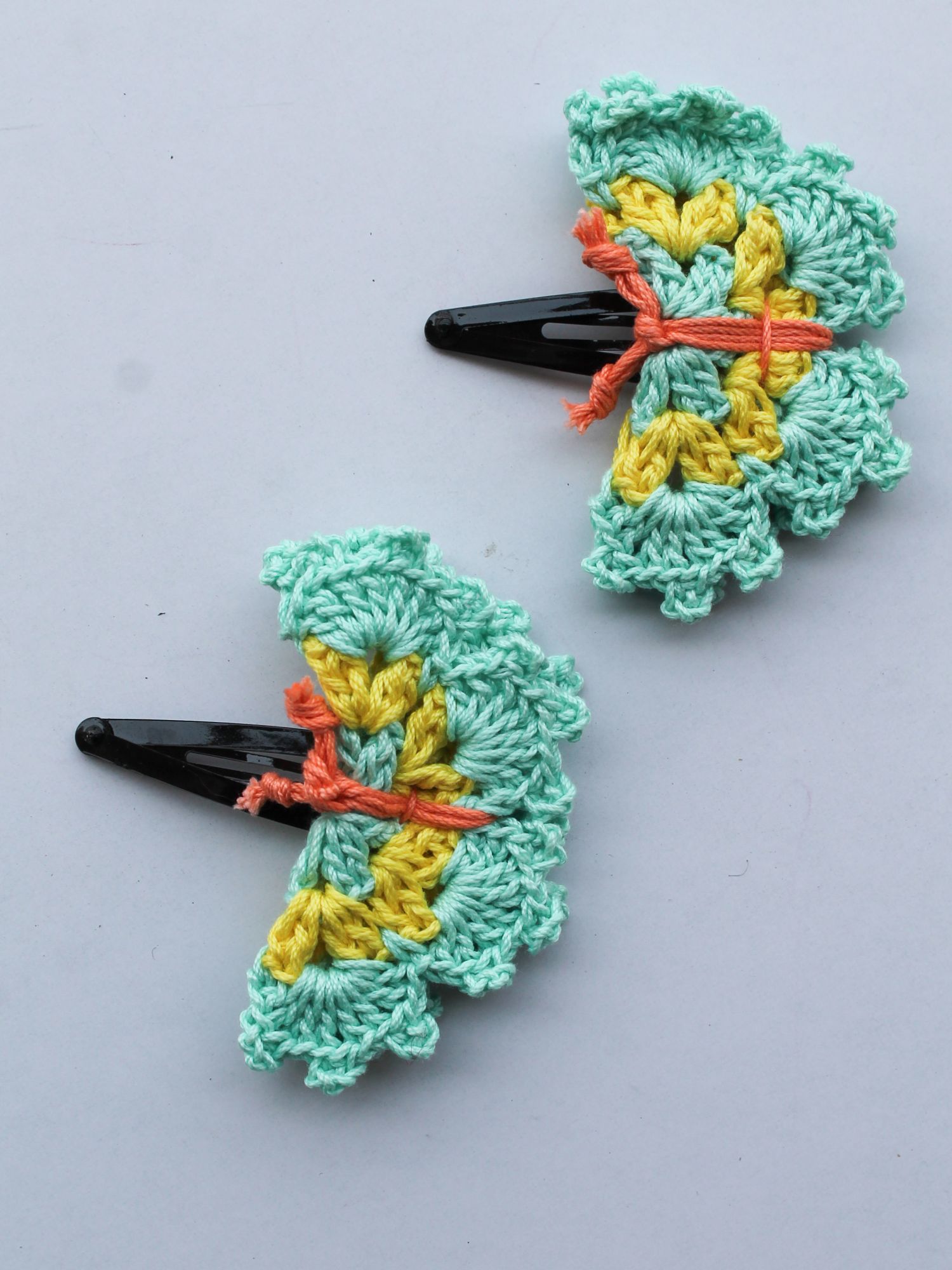 Handmade Crochet Butterfly Tic Tac Hair Pins for girls-sea greenWoonie