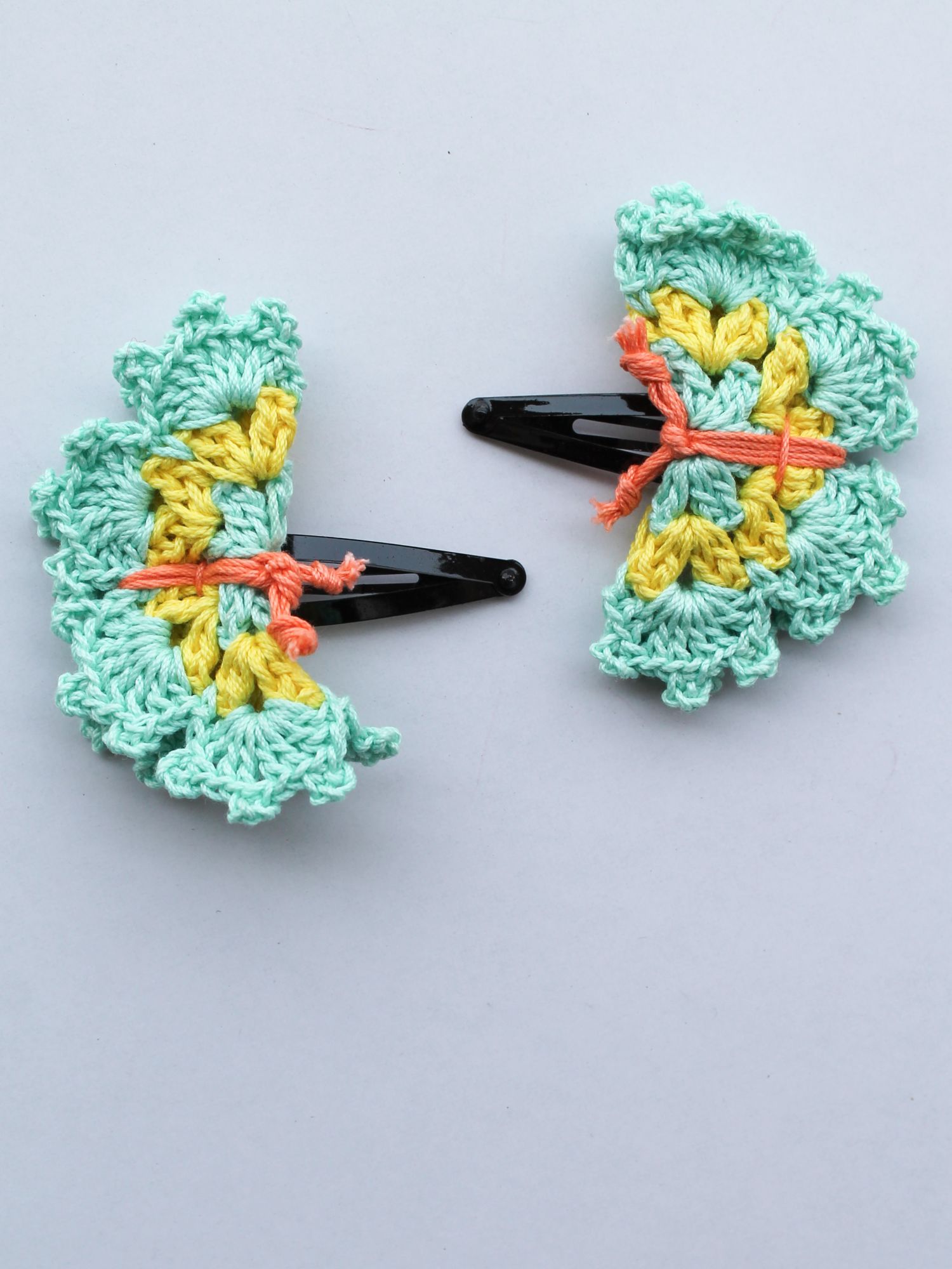 Handmade Crochet Butterfly Tic Tac Hair Pins for girls-sea greenWoonie