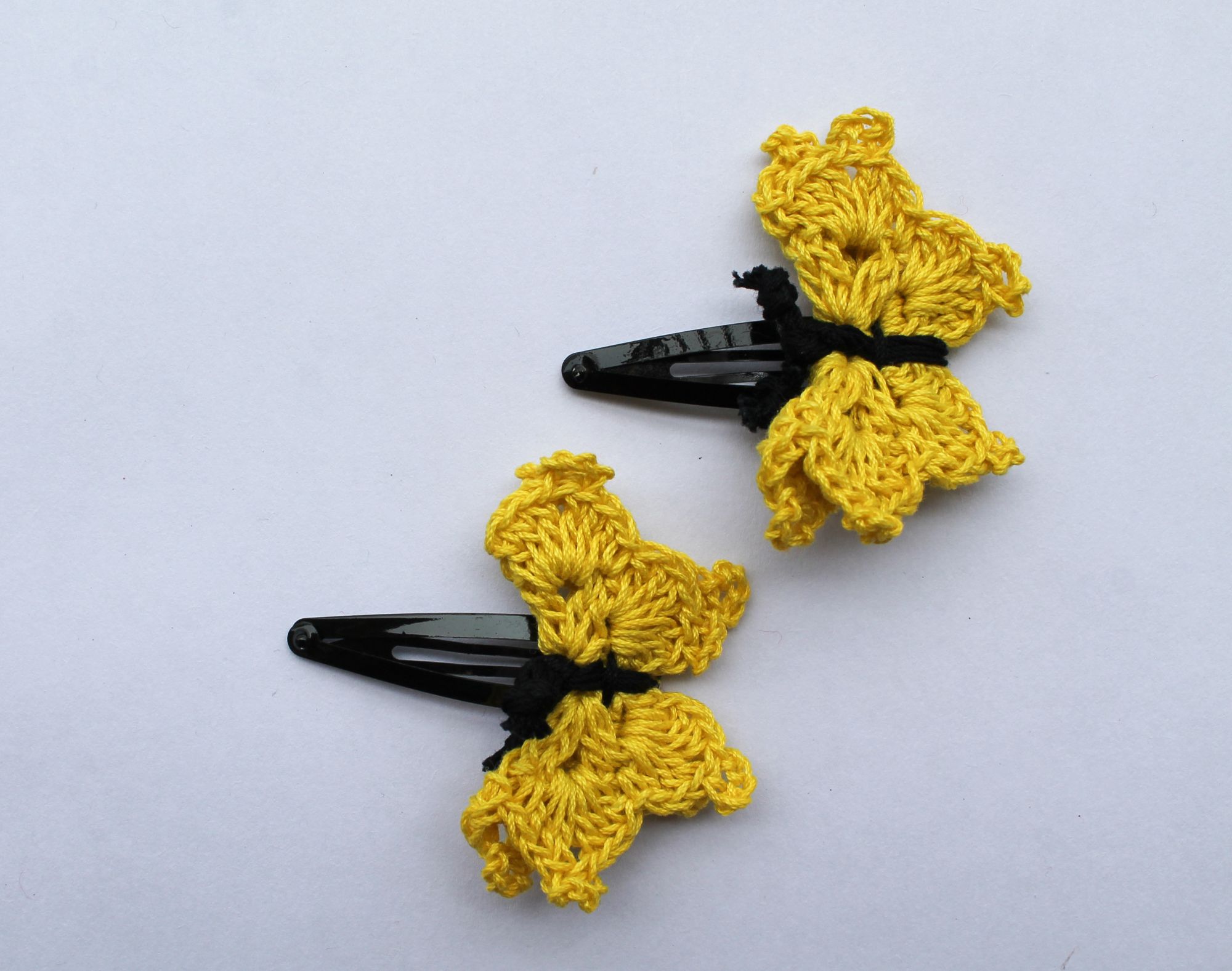 Handmade Crochet Butterfly Tic Tac Hair Pins for Girls- MustardWoonie