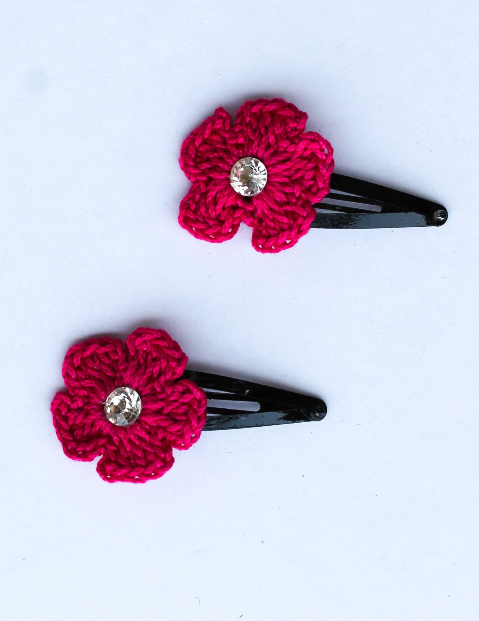 Handmade Crochet Big Stone Tic Tac Hair Pins for girls - Pink Woonie