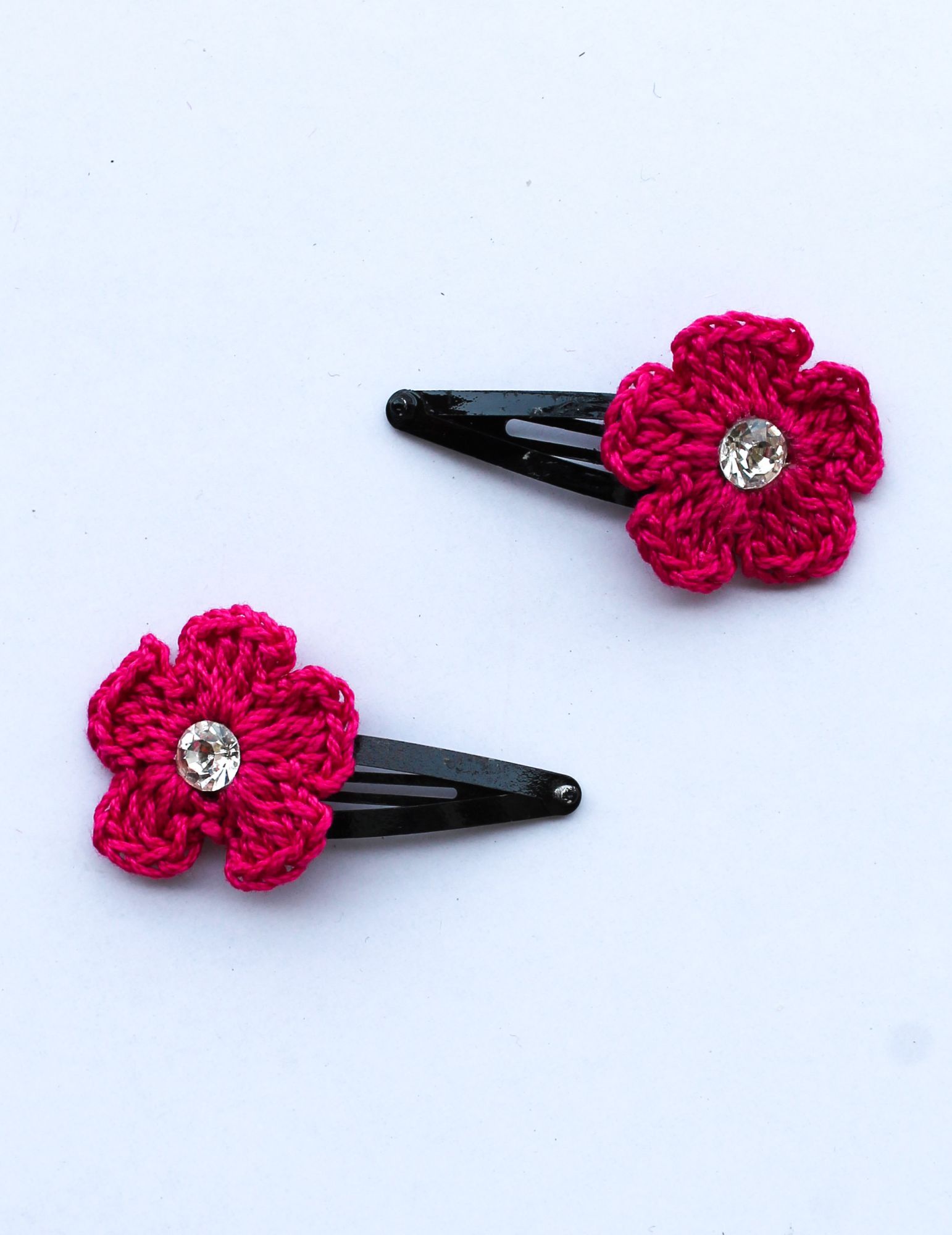 Handmade Crochet Big Stone Tic Tac Hair Pins for girls - Pink Woonie