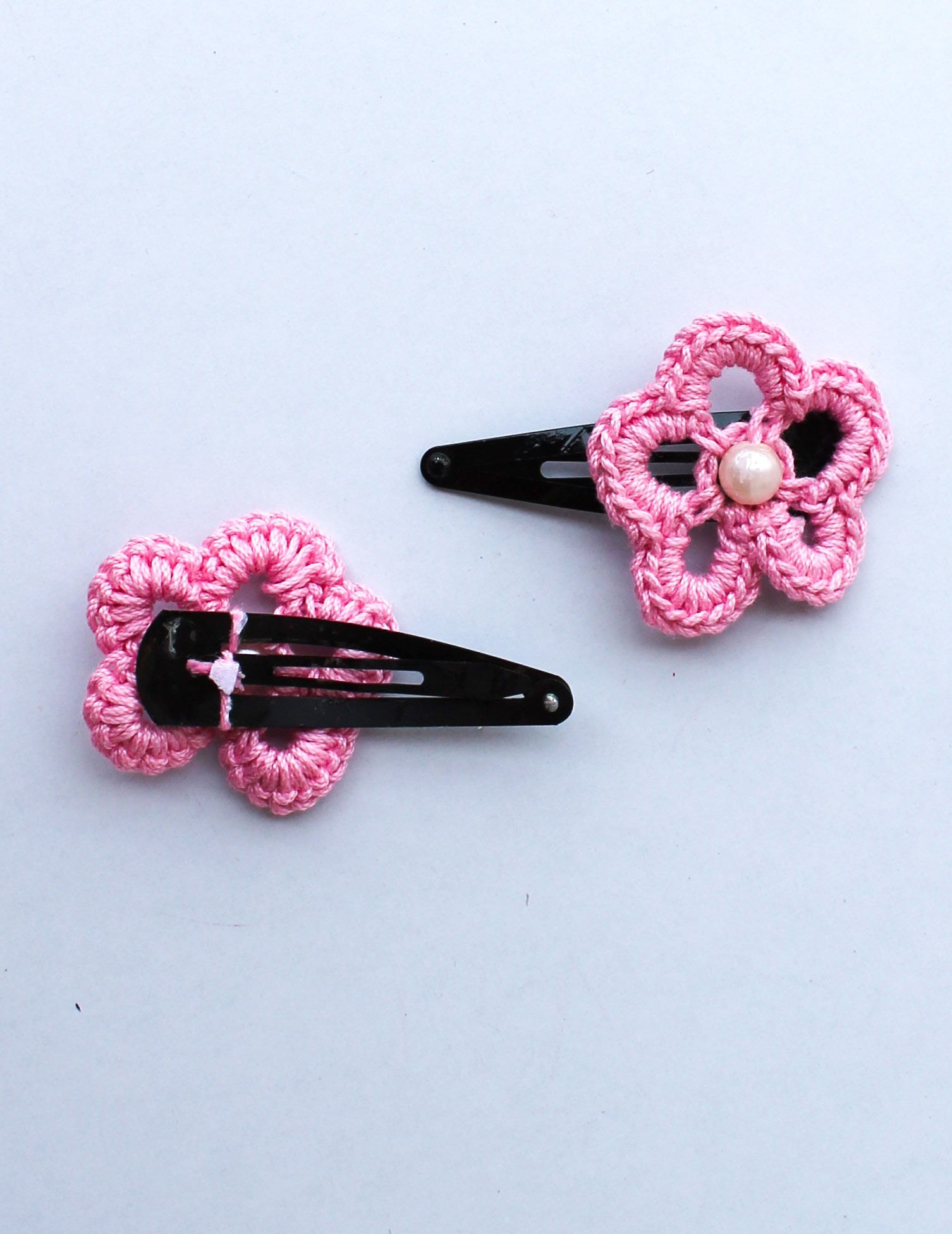 Handmade Crochet Pearl Tic Tac Hair Pins for girls - Baby Pink Woonie