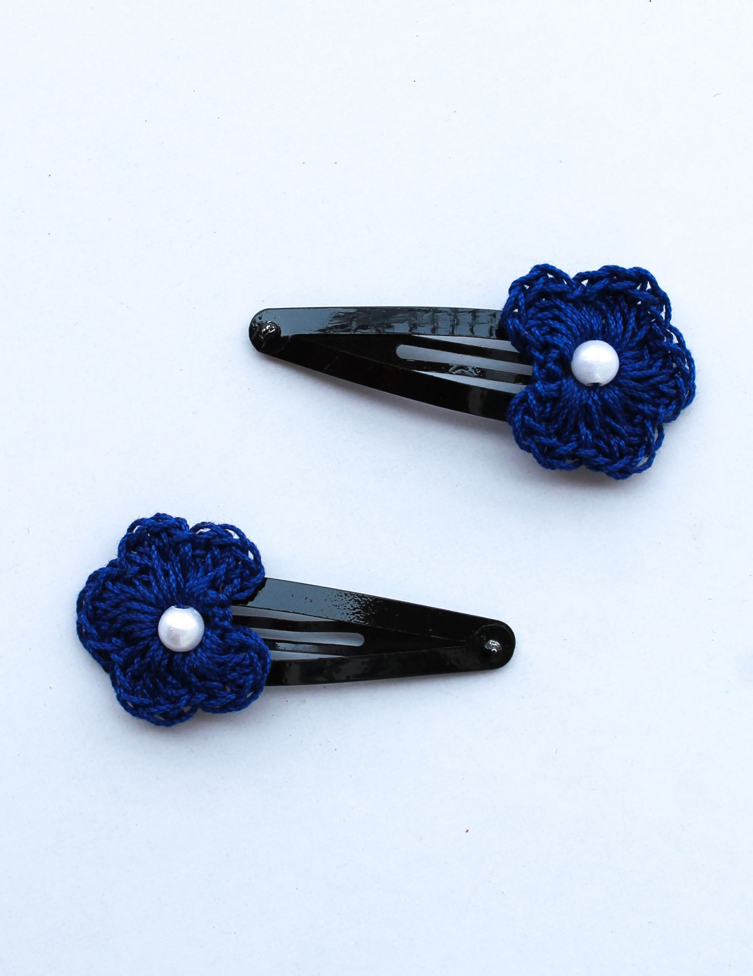 Handmade Crochet Big Stone Tic Tac Hair Pins for girls - Blue Woonie