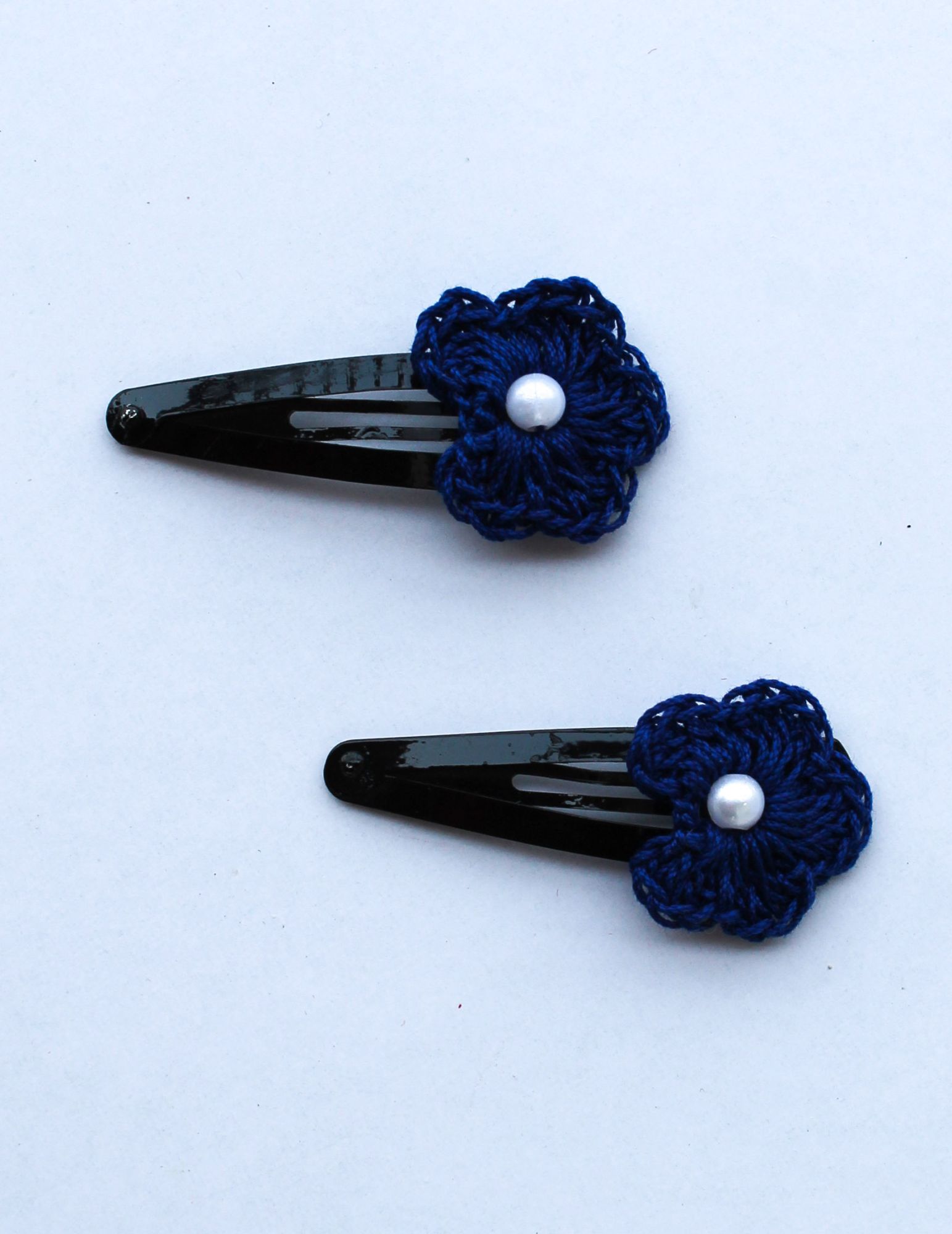 Handmade Crochet Big Stone Tic Tac Hair Pins for girls - Blue Woonie