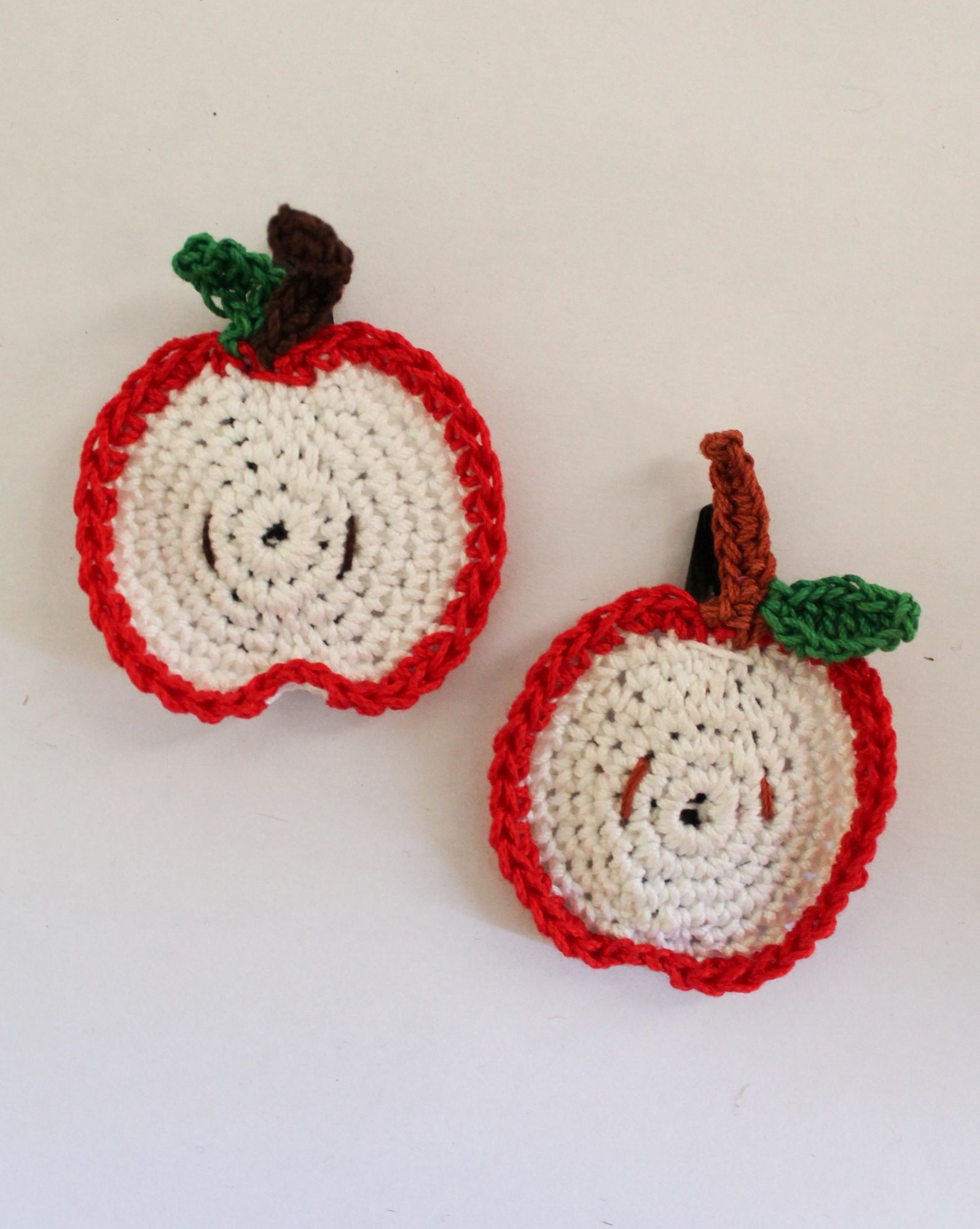 Handmade Crochet Apple Tic Tac Hair Pins for Girls - Red Woonie