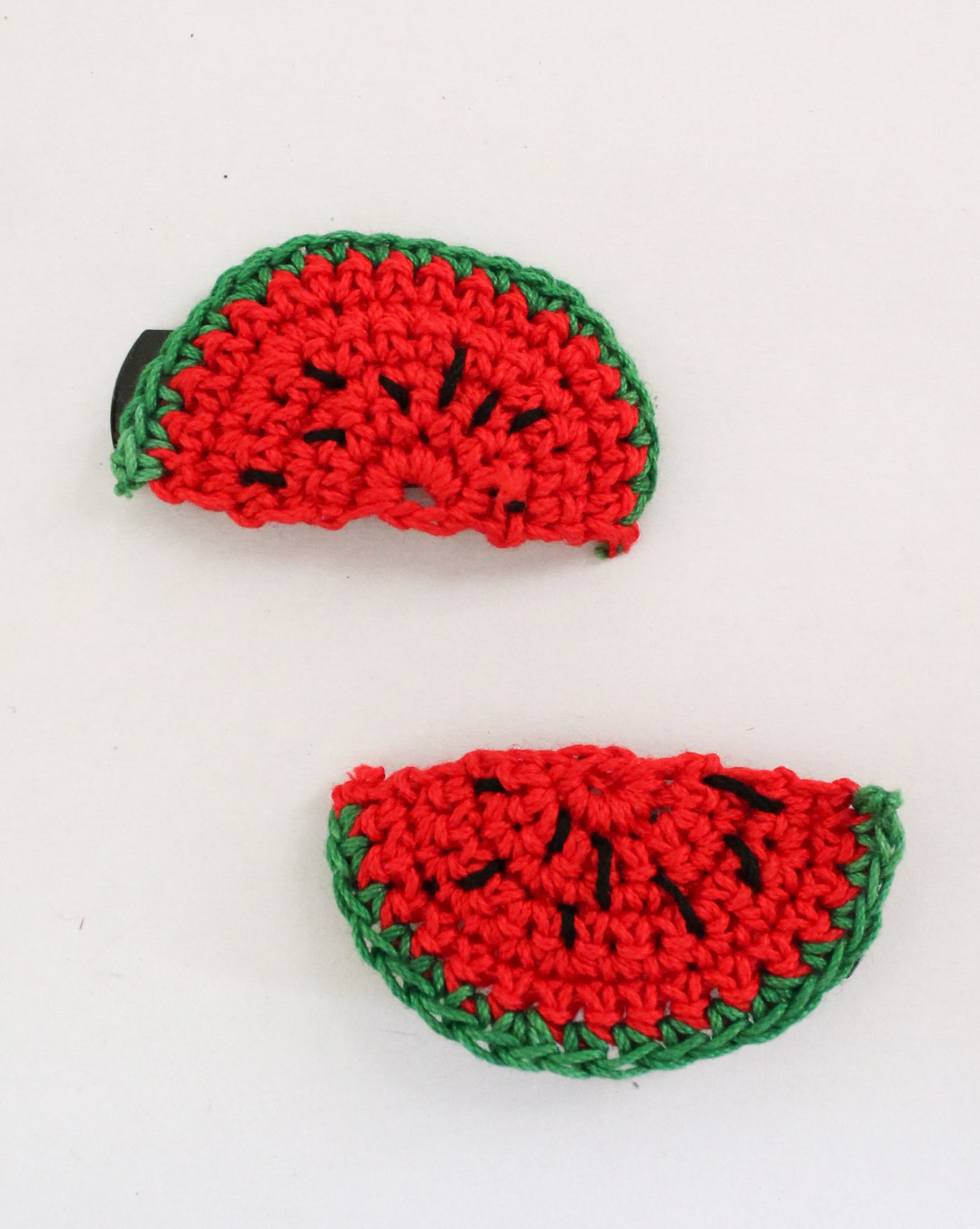 Handmade Crochet Watermelon Tic Tac Hair Pins for Girls - Red Woonie