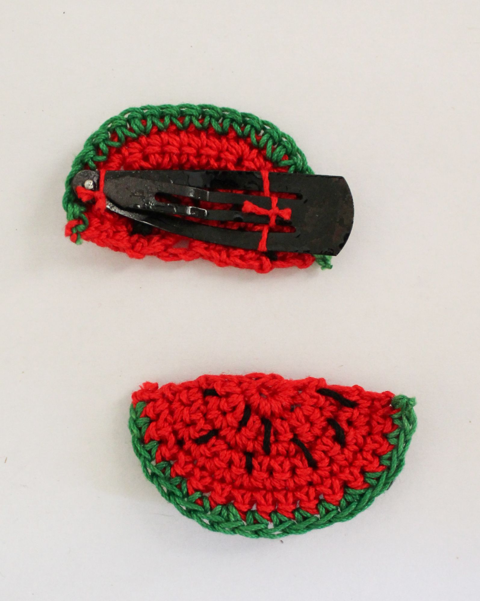 Handmade Crochet Watermelon Tic Tac Hair Pins for Girls - Red Woonie