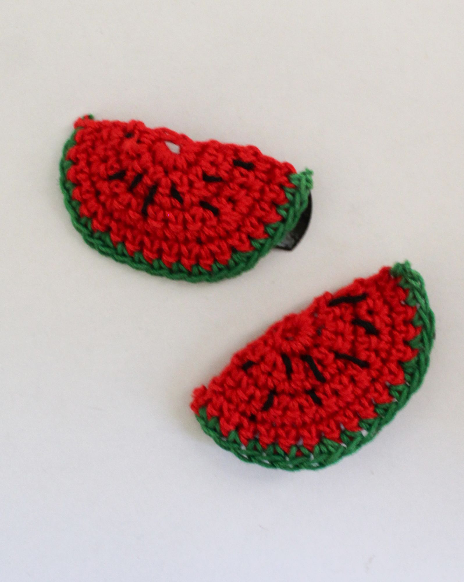 Handmade Crochet Watermelon Tic Tac Hair Pins for Girls - Red Woonie