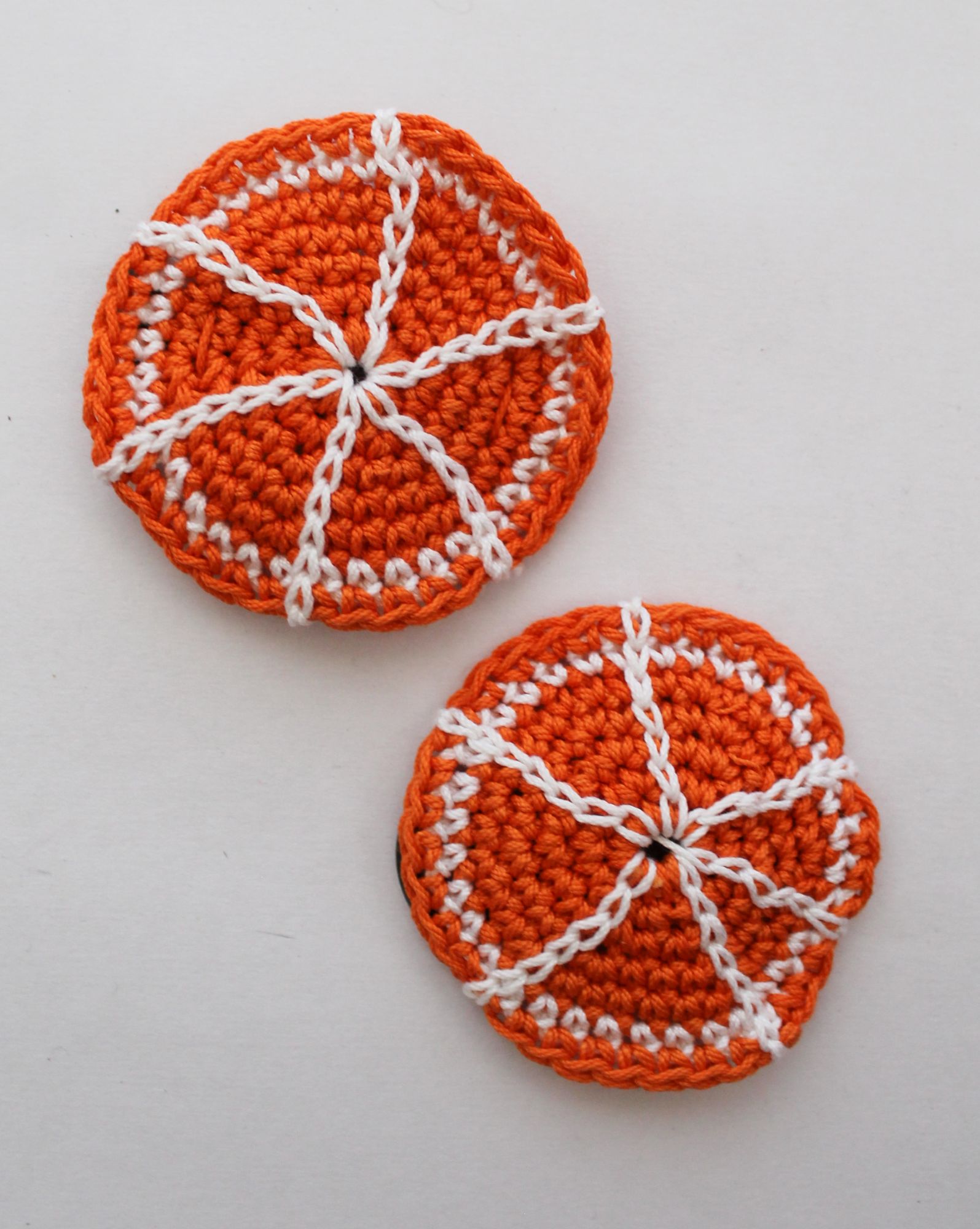Handmade Crochet Orange Tic Tac Hair Pins for Girls - Orange Woonie