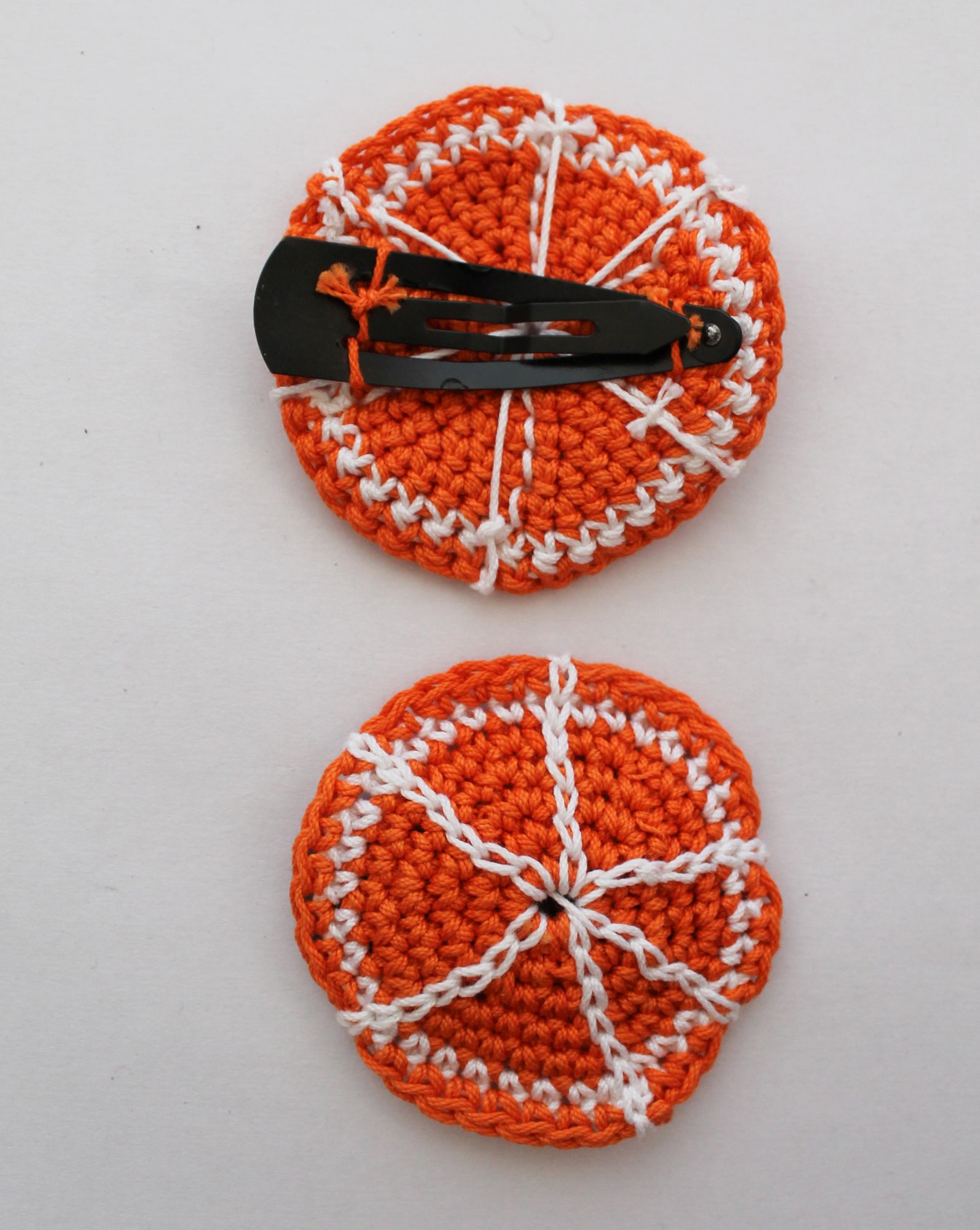 Handmade Crochet Orange Tic Tac Hair Pins for Girls - Orange Woonie
