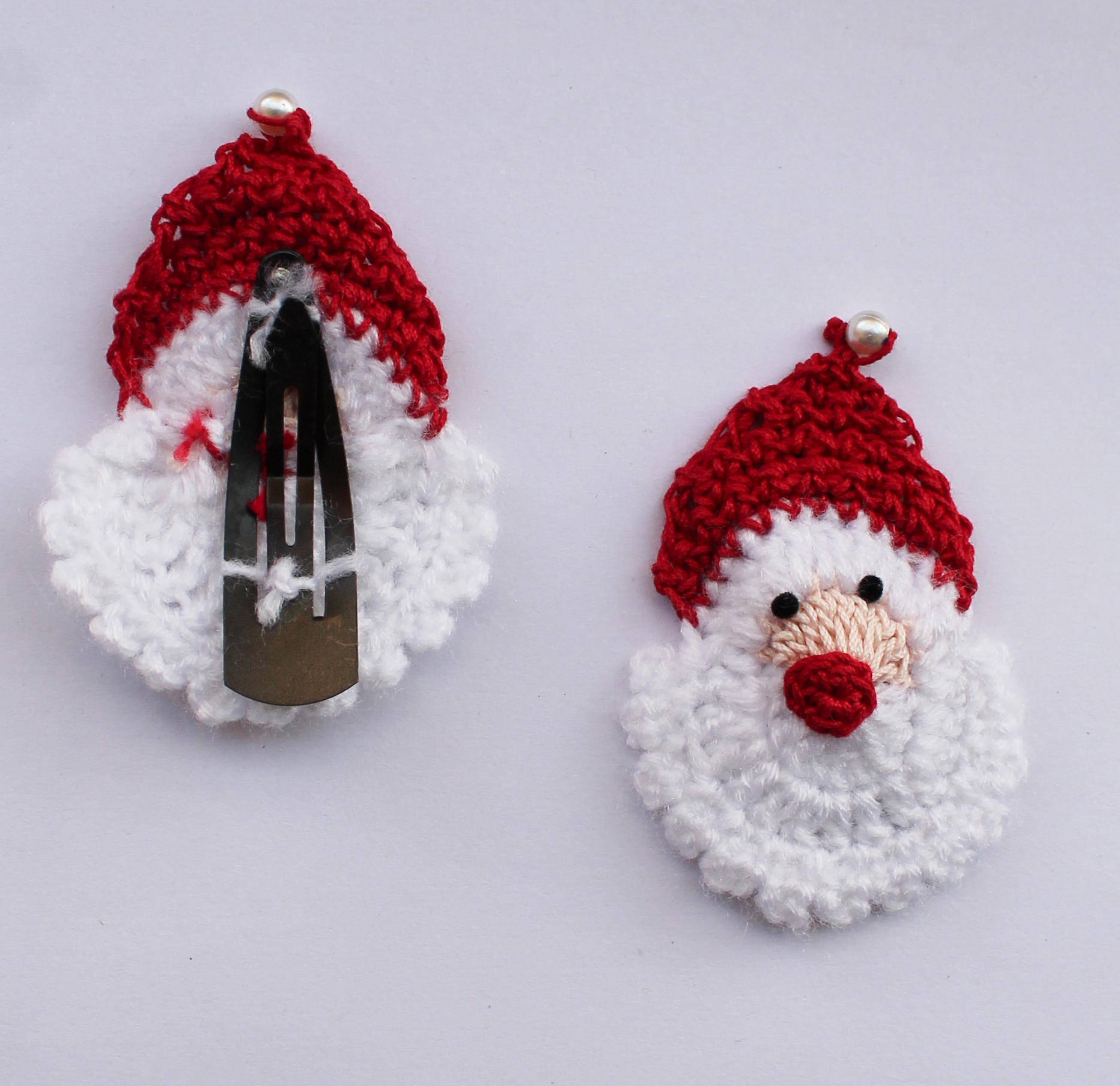 Woonie Handmade Set of 2 Santa Hair Clips - Red