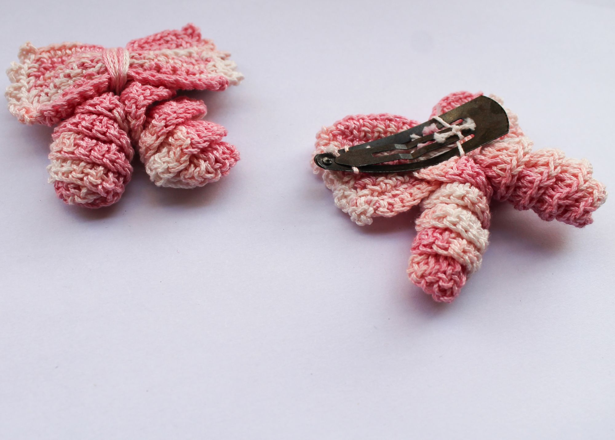 Woonie Handmade Set of 2 Bow Hair Clips - Pink