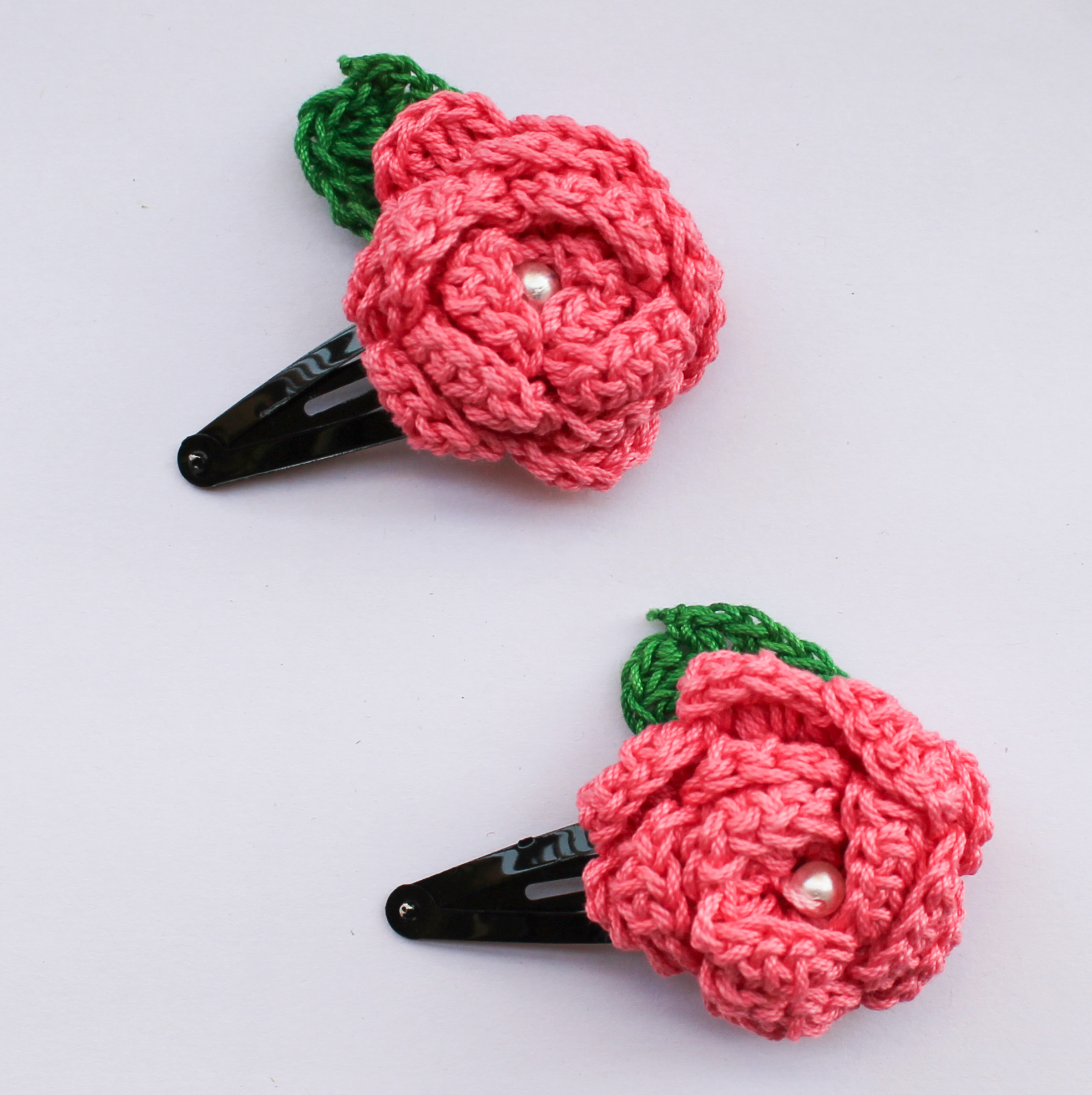 Woonie Handmade Floral Set of 2 Hair Clips - Pink