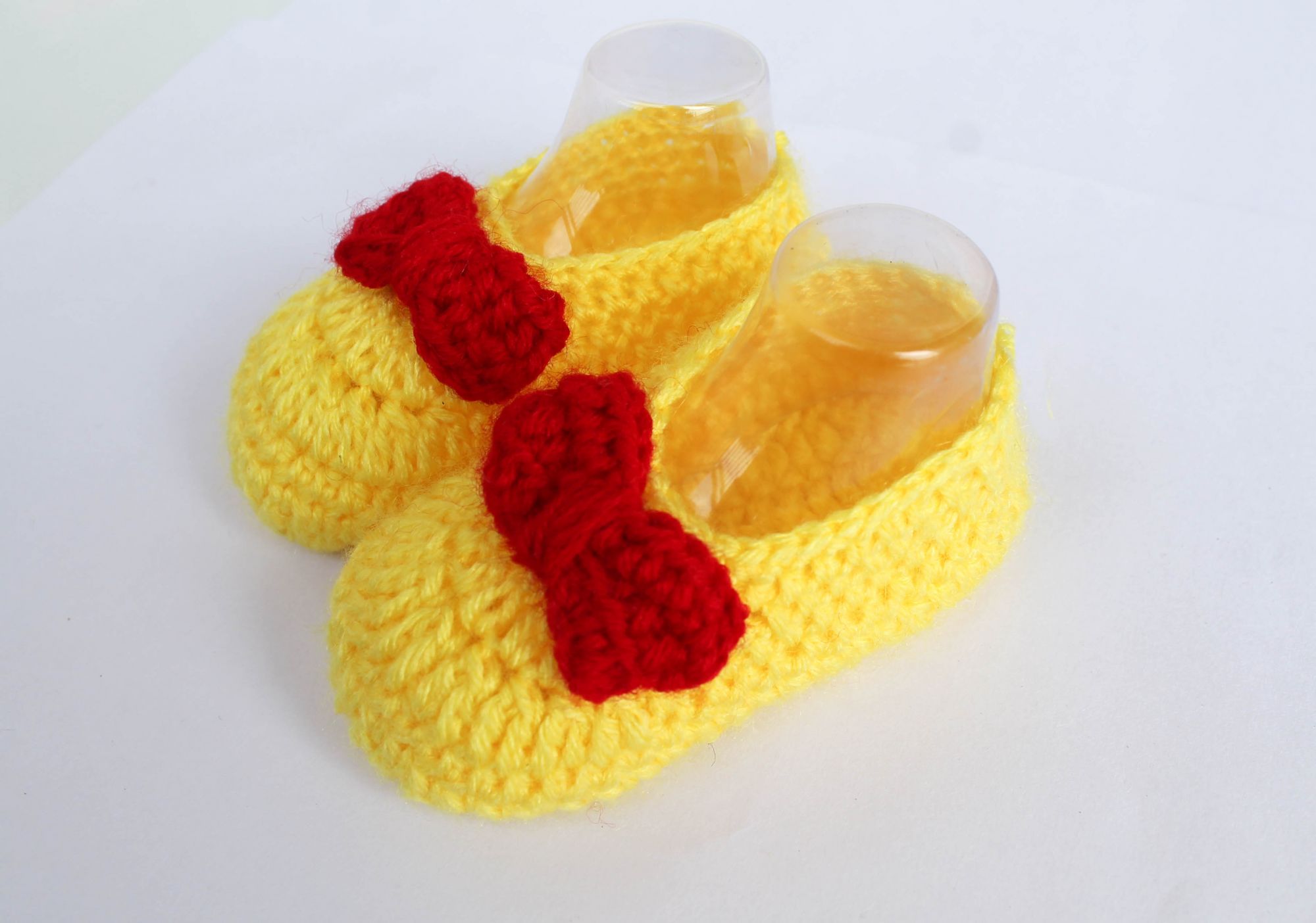 Woonie Handmade Bow Booties - Yellow