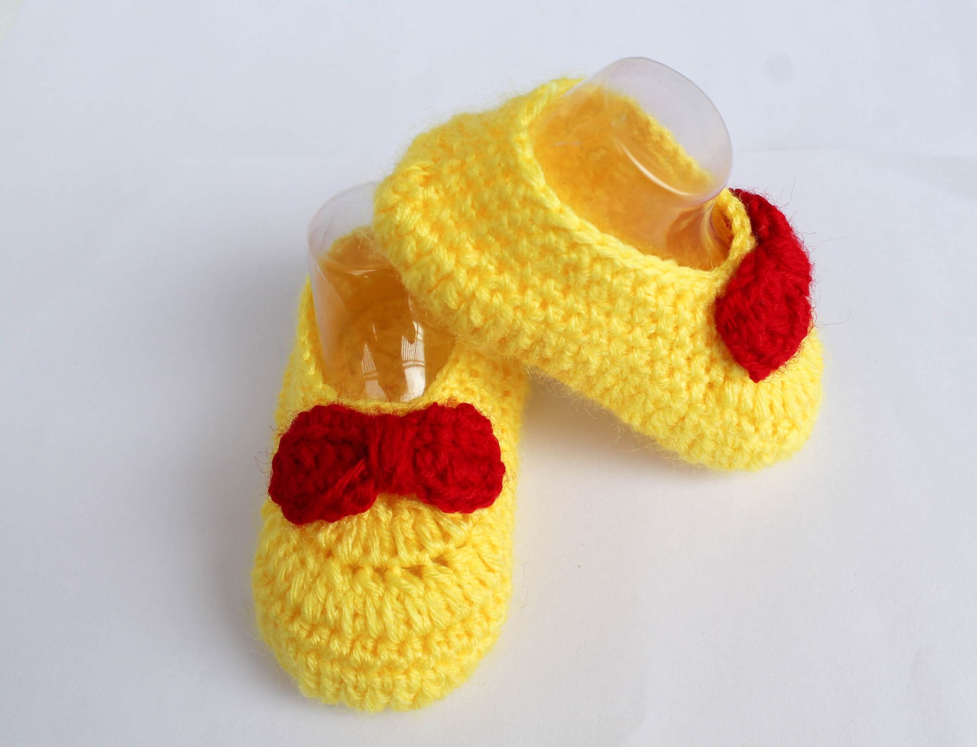 Woonie Handmade Bow Booties - Yellow