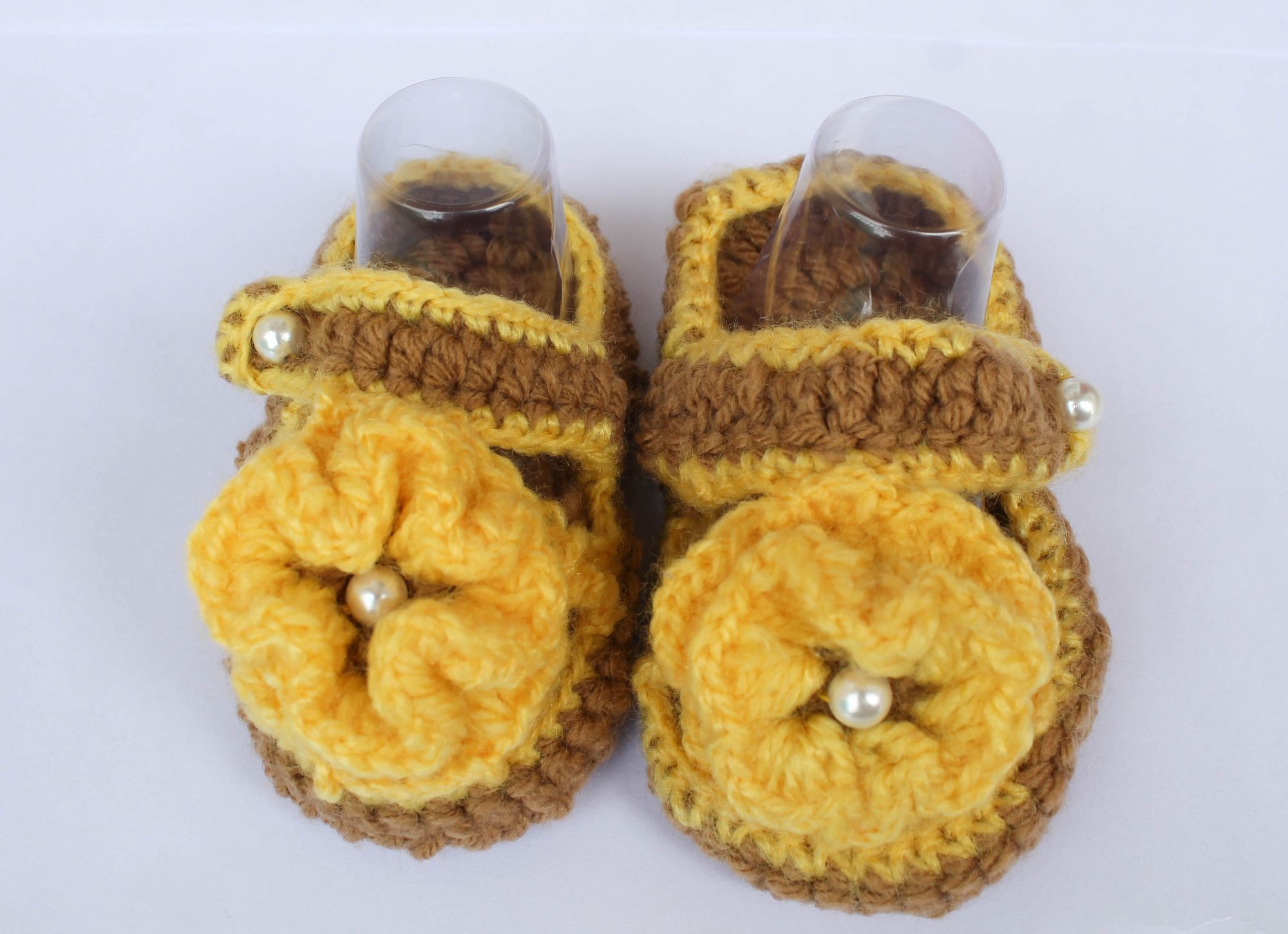 Woonie Handmade Floral Booties - Yellow
