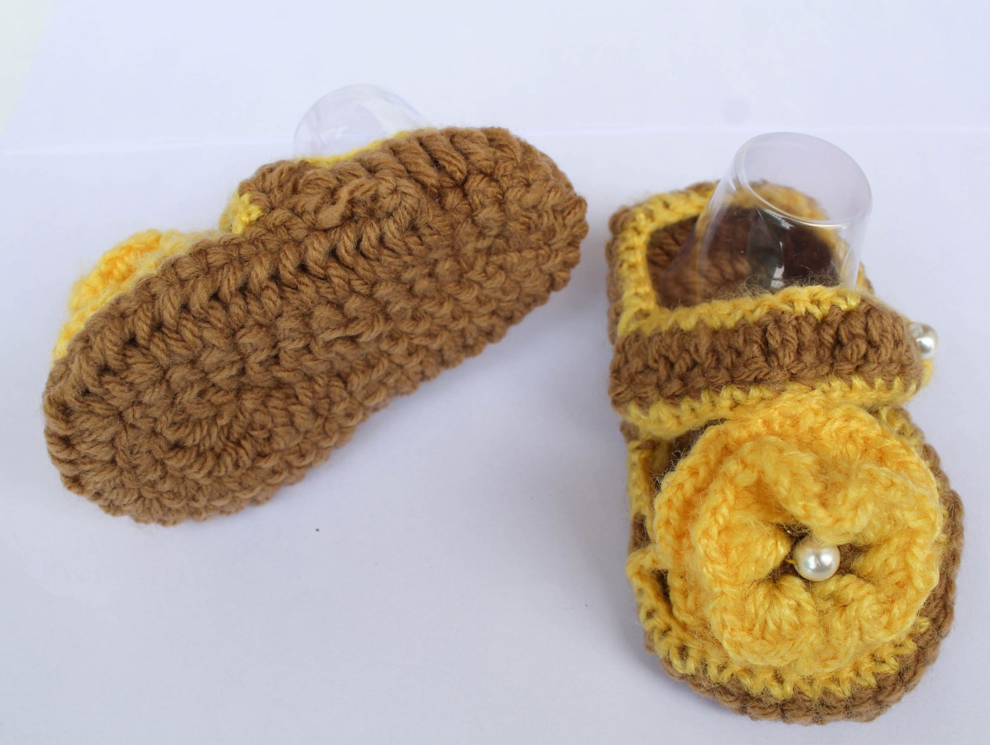 Woonie Handmade Floral Booties - Yellow