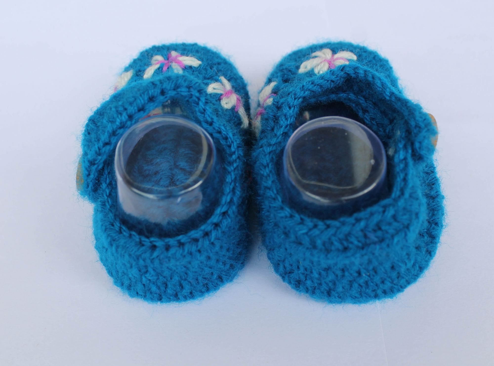 Woonie Handmade Embroidered Booties - Blue