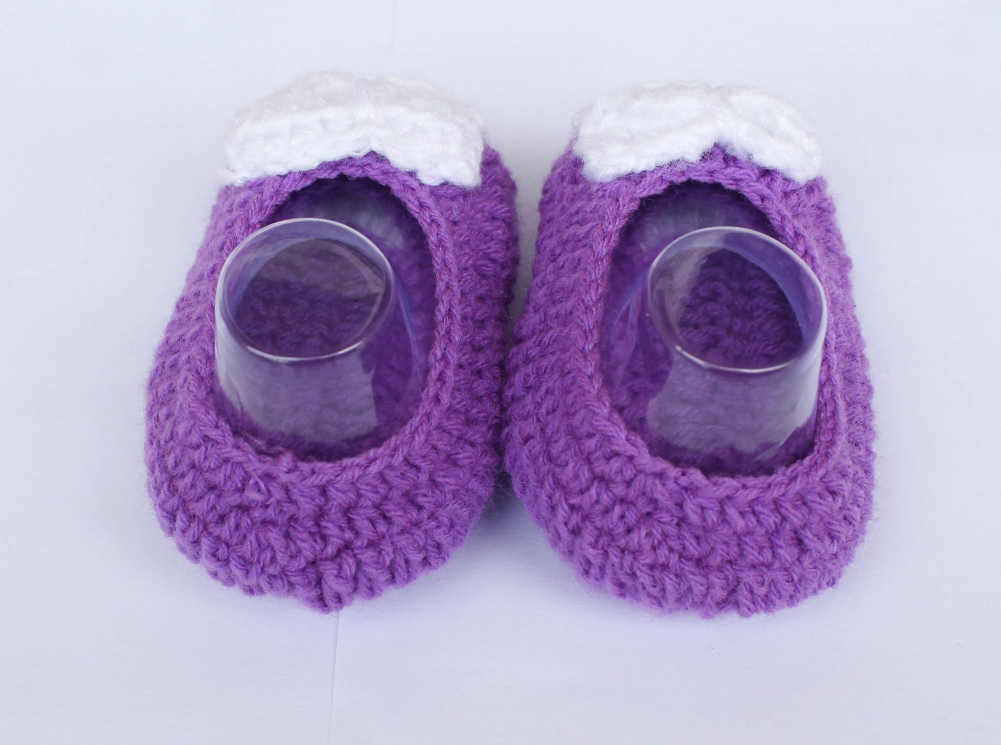 Woonie Bow Decorated Handmade Bow Booties - Purple
