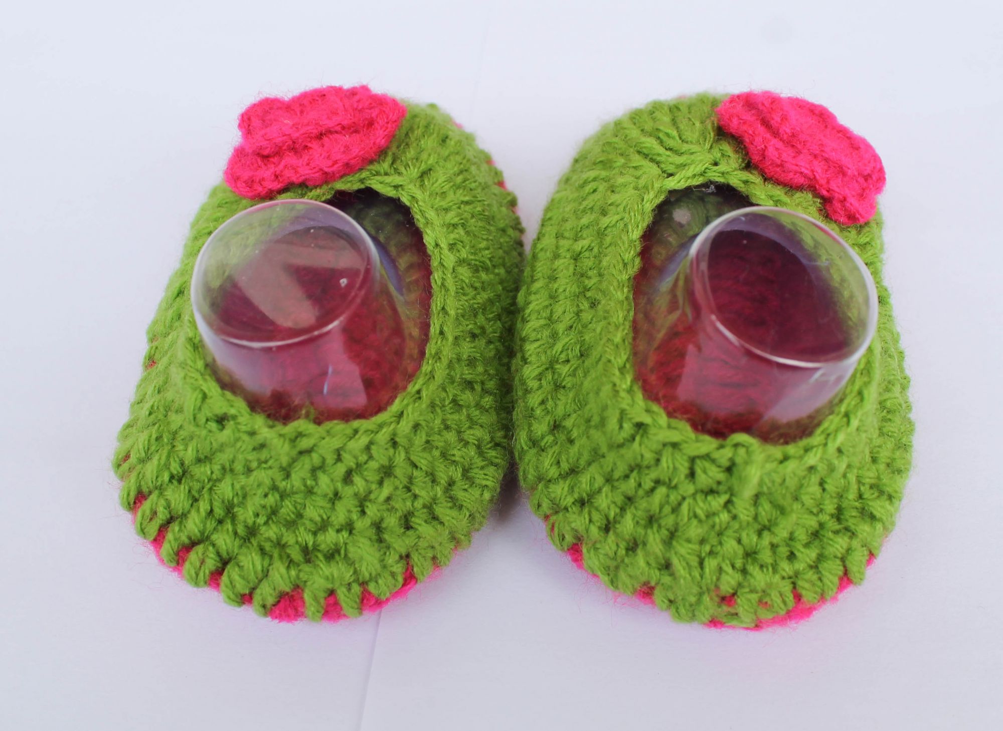 Woonie Flower Decorated Booties - Green