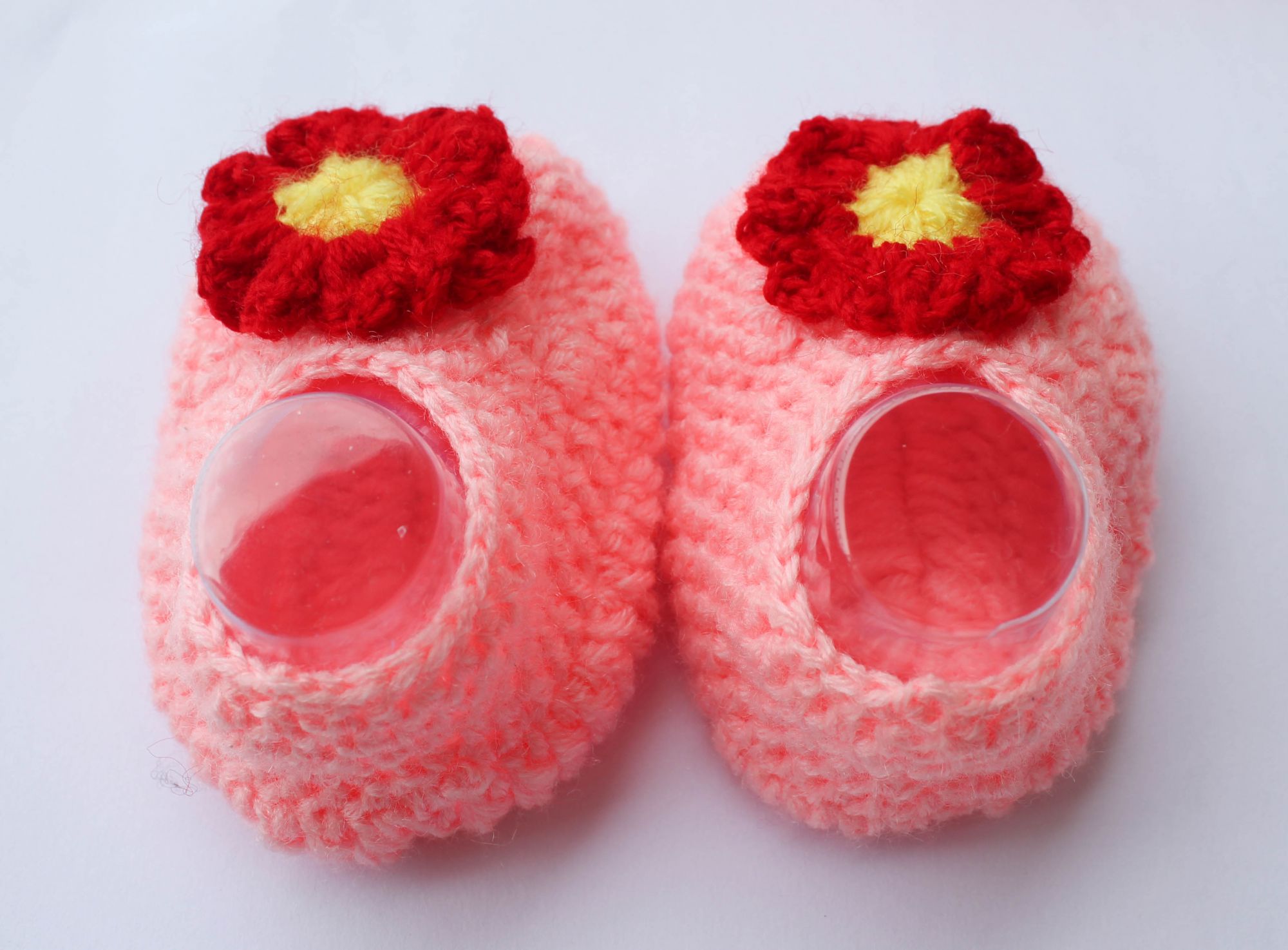 Woonie Handmade Crochet Floral Detailed Booties - Peach