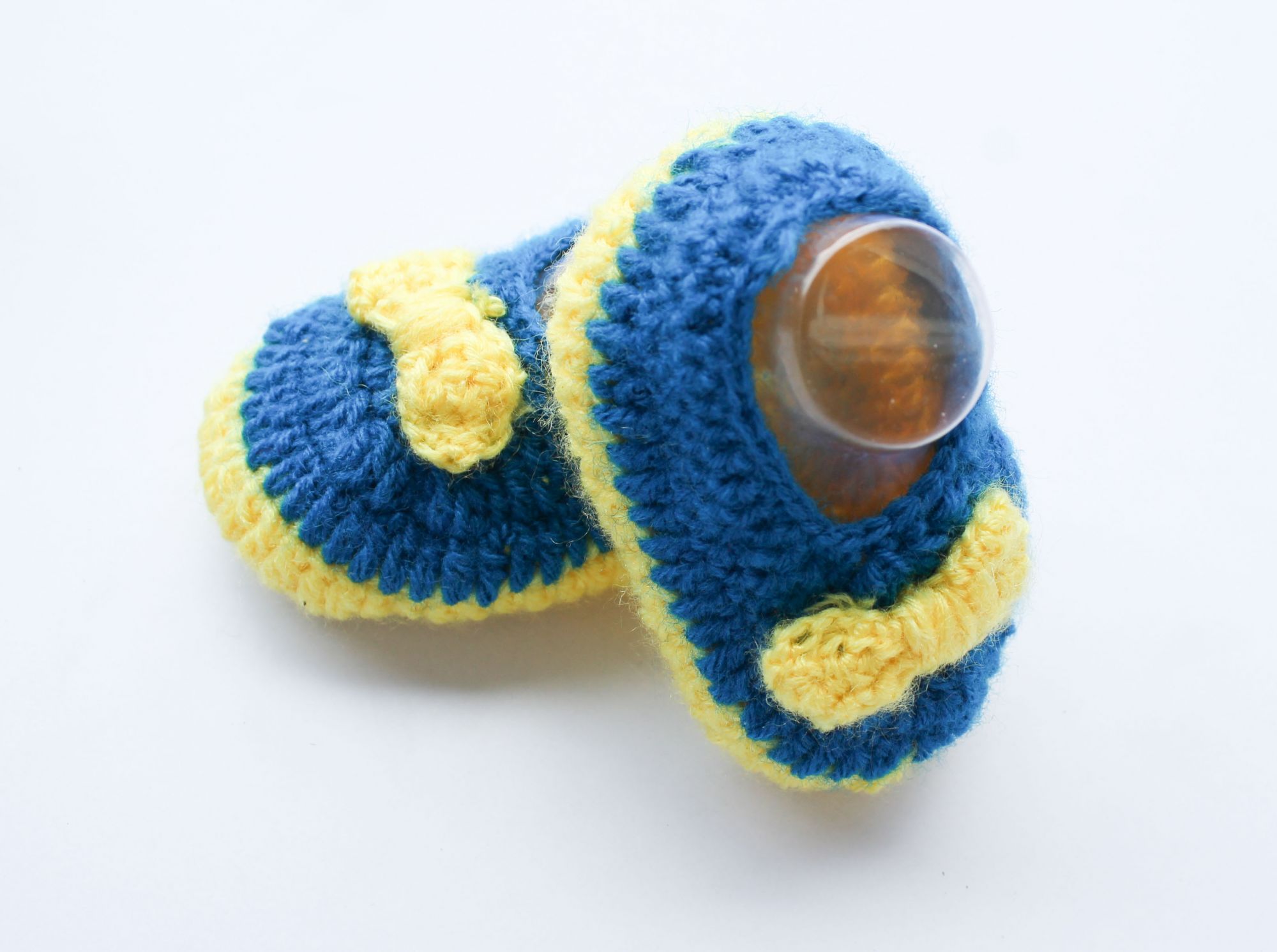 Woonie Handmade Crochet Bow Detailed Booties - Blue