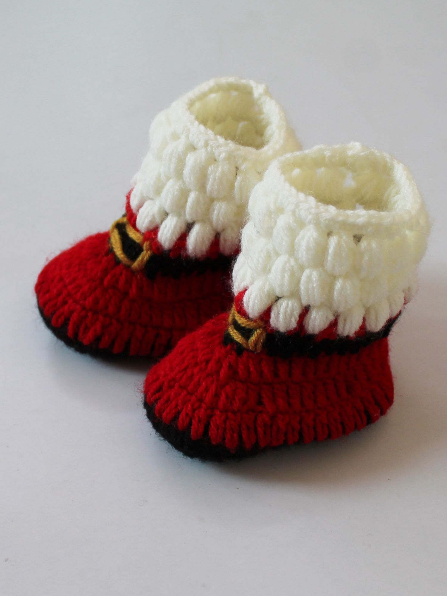 Woonie Handmade Santa Theme Booties-Red
