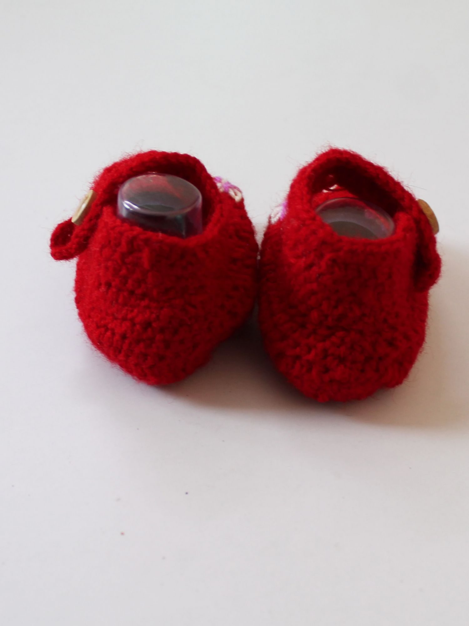 Woonie Handmade Flower Design Booties - Red
