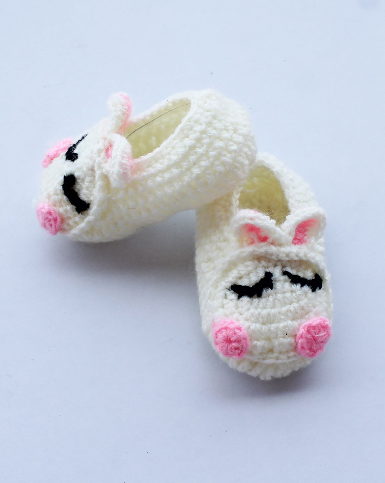 Woonie Handmade Bunny Design Booties - Cream
