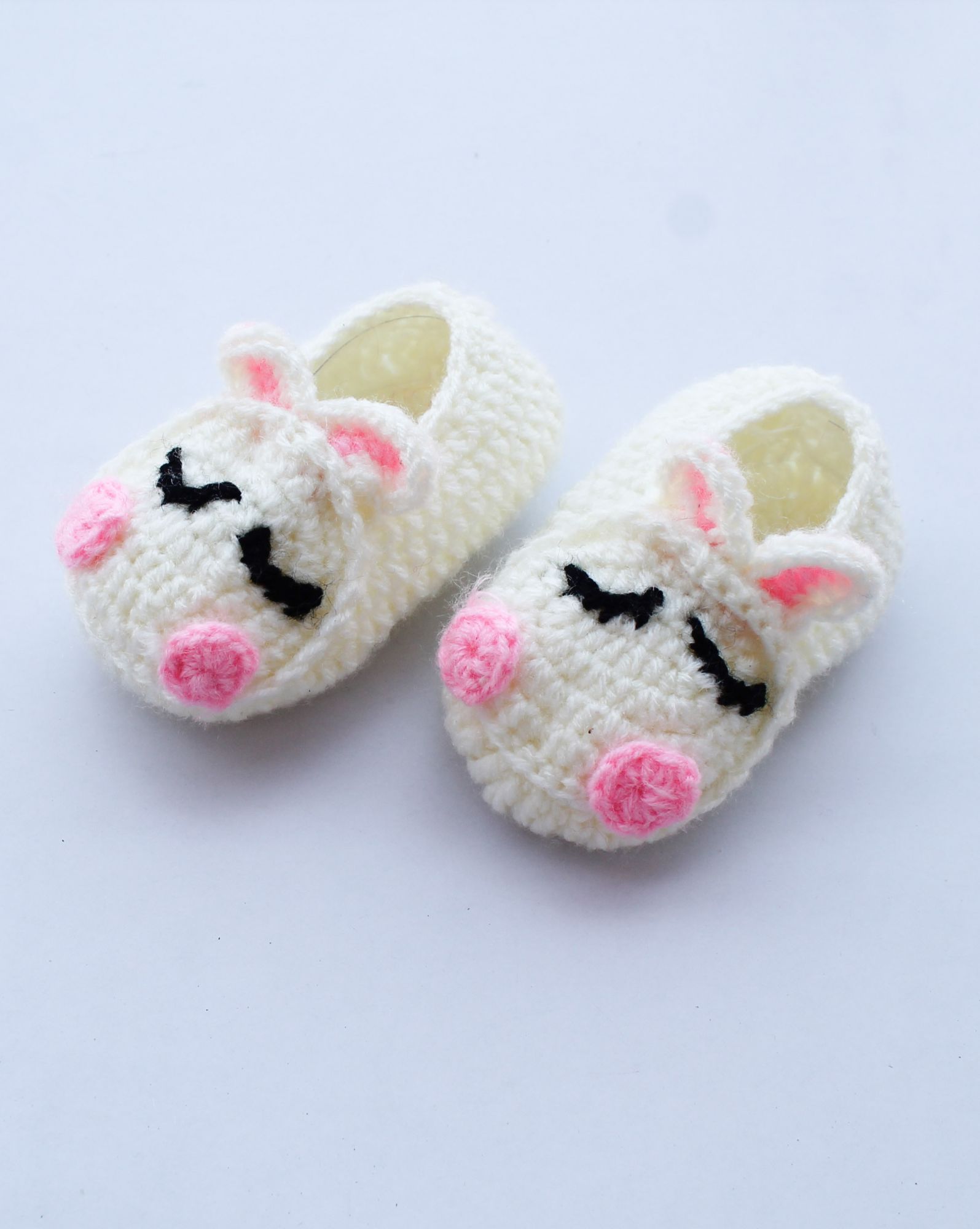 Woonie Handmade Bunny Design Booties - Cream