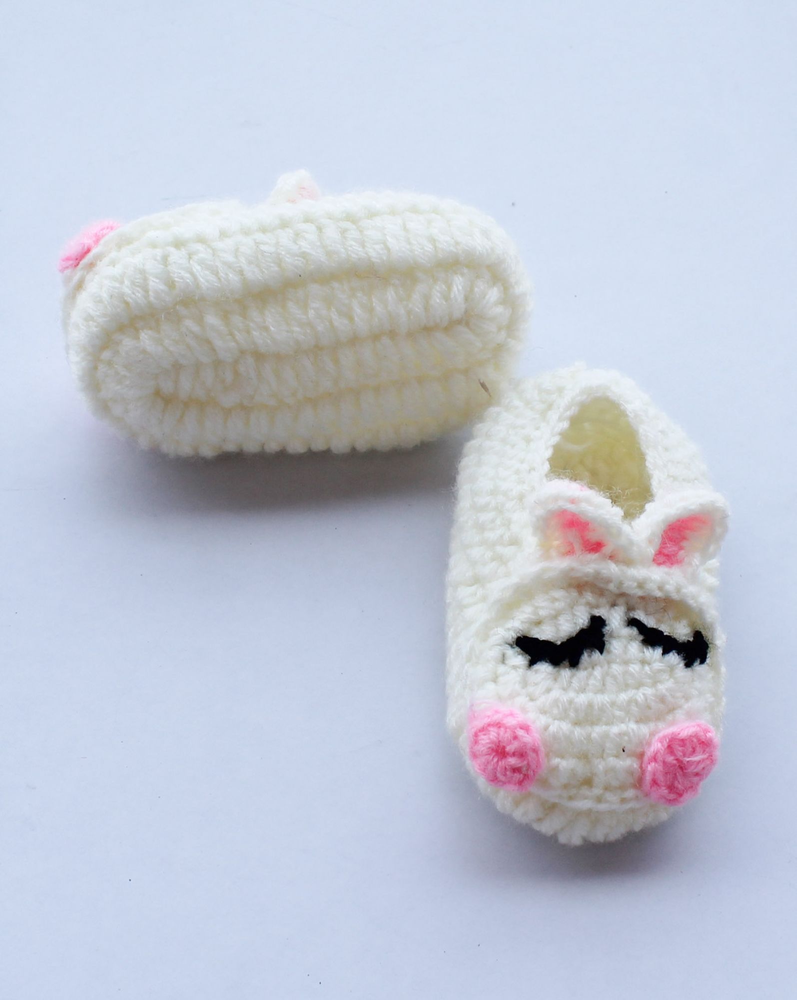 Woonie Handmade Bunny Design Booties - Cream