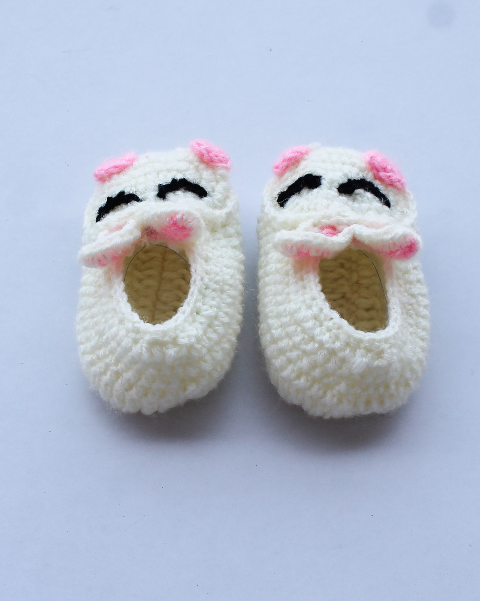Woonie Handmade Bunny Design Booties - Cream
