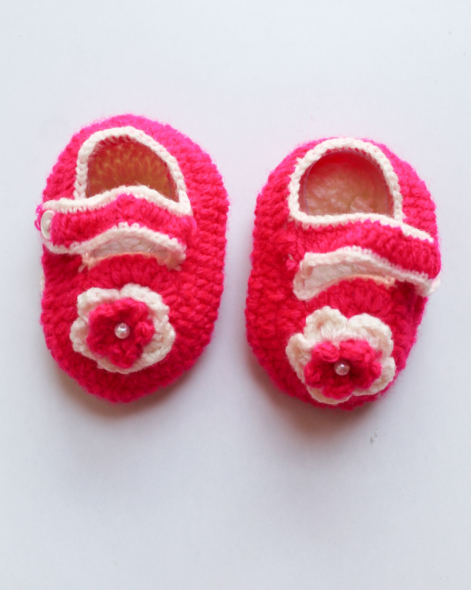Woonie Handmade Flower Design Booties - Pink