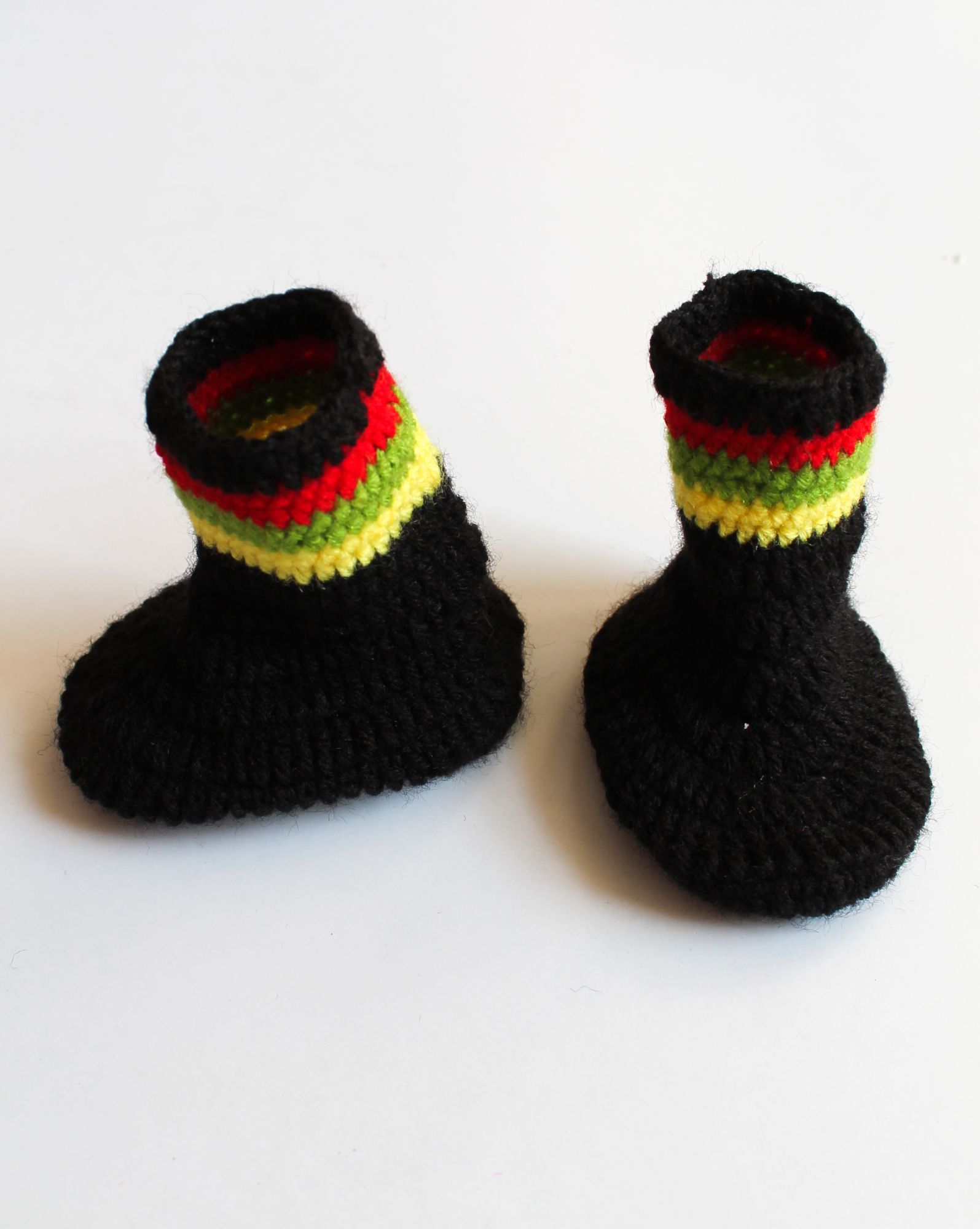 Woonie Handmade Striped Booties - Black
