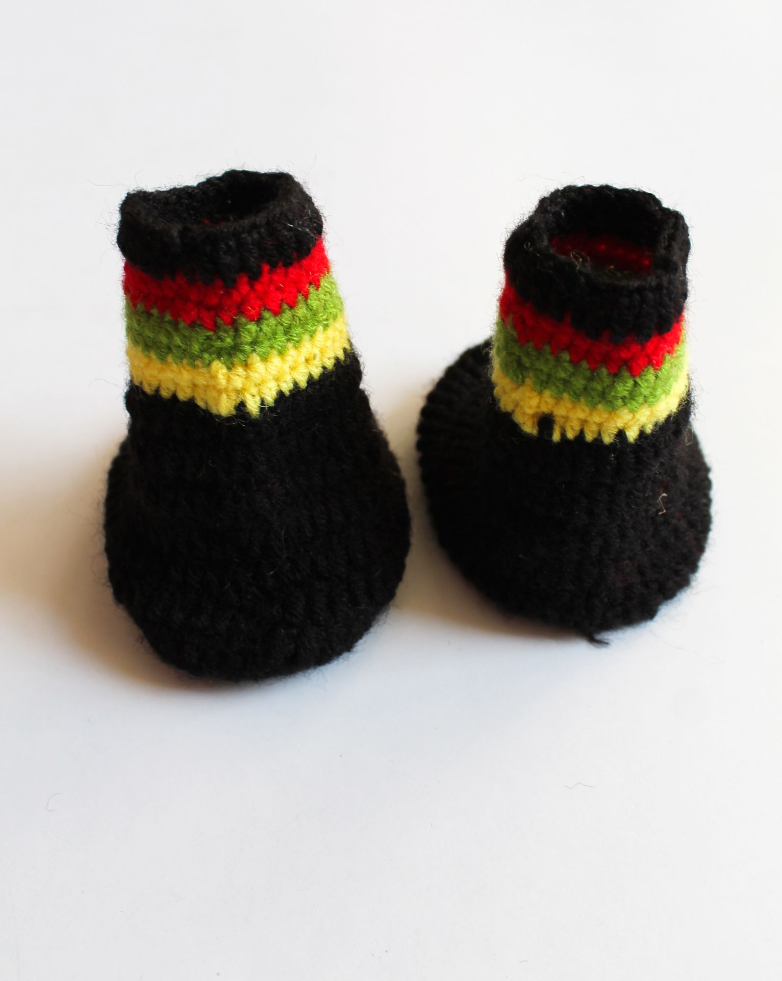 Woonie Handmade Striped Booties - Black