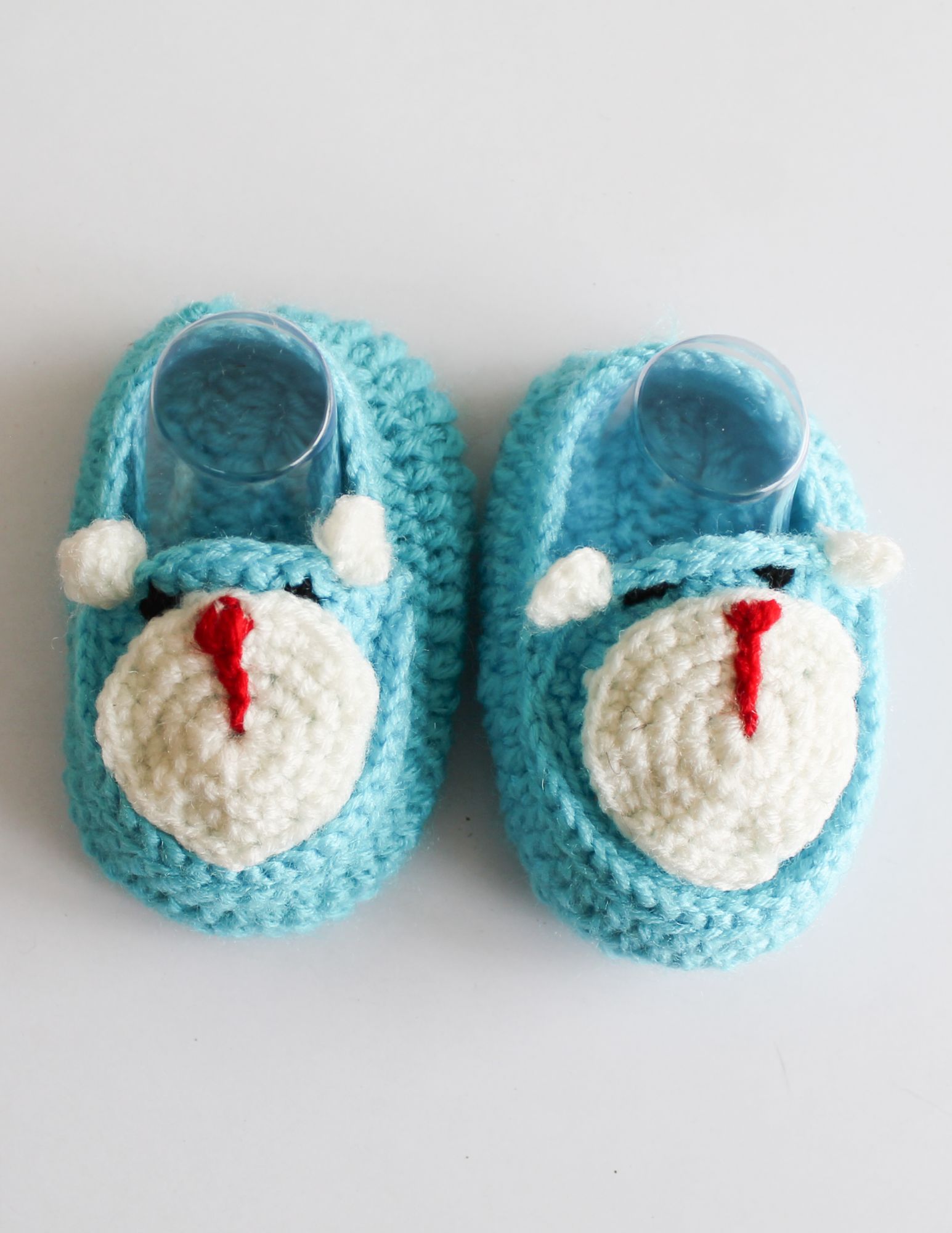 Woonie Handmade Teddy Bear Design Booties - Blue