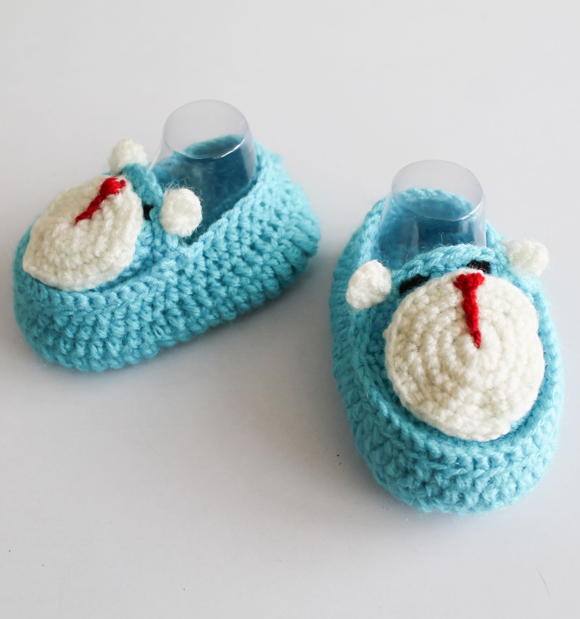 Woonie Handmade Teddy Bear Design Booties - Blue