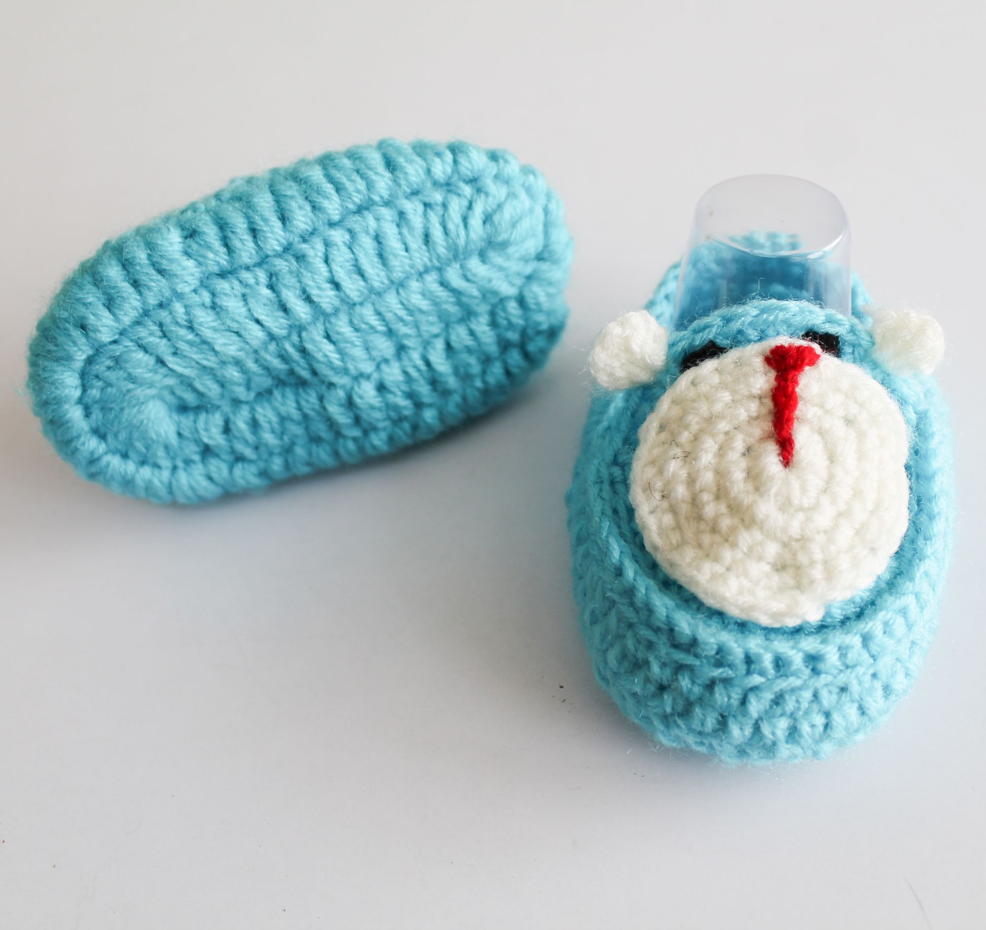 Woonie Handmade Teddy Bear Design Booties - Blue