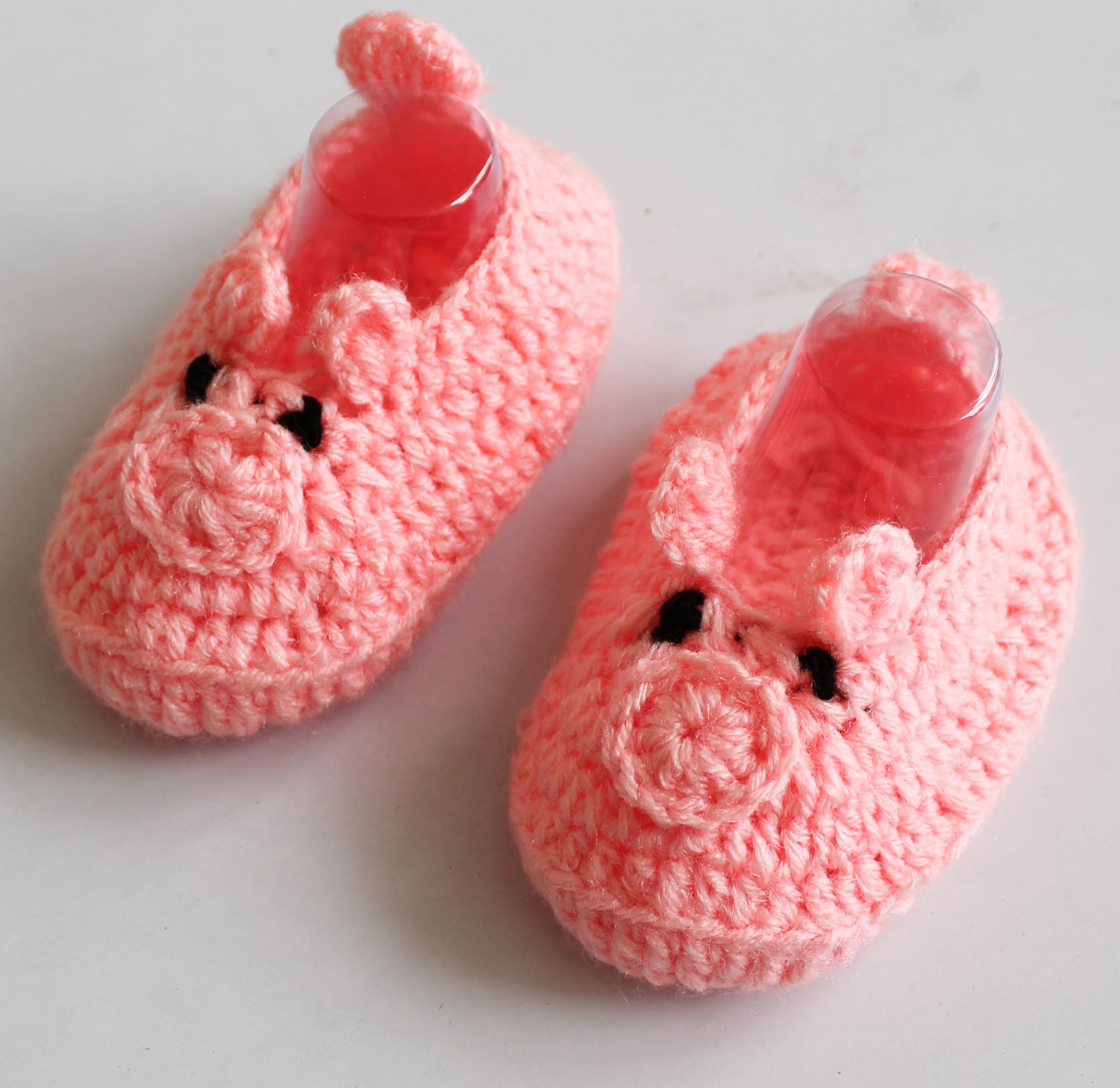 Woonie Flower Design Booties - Peach