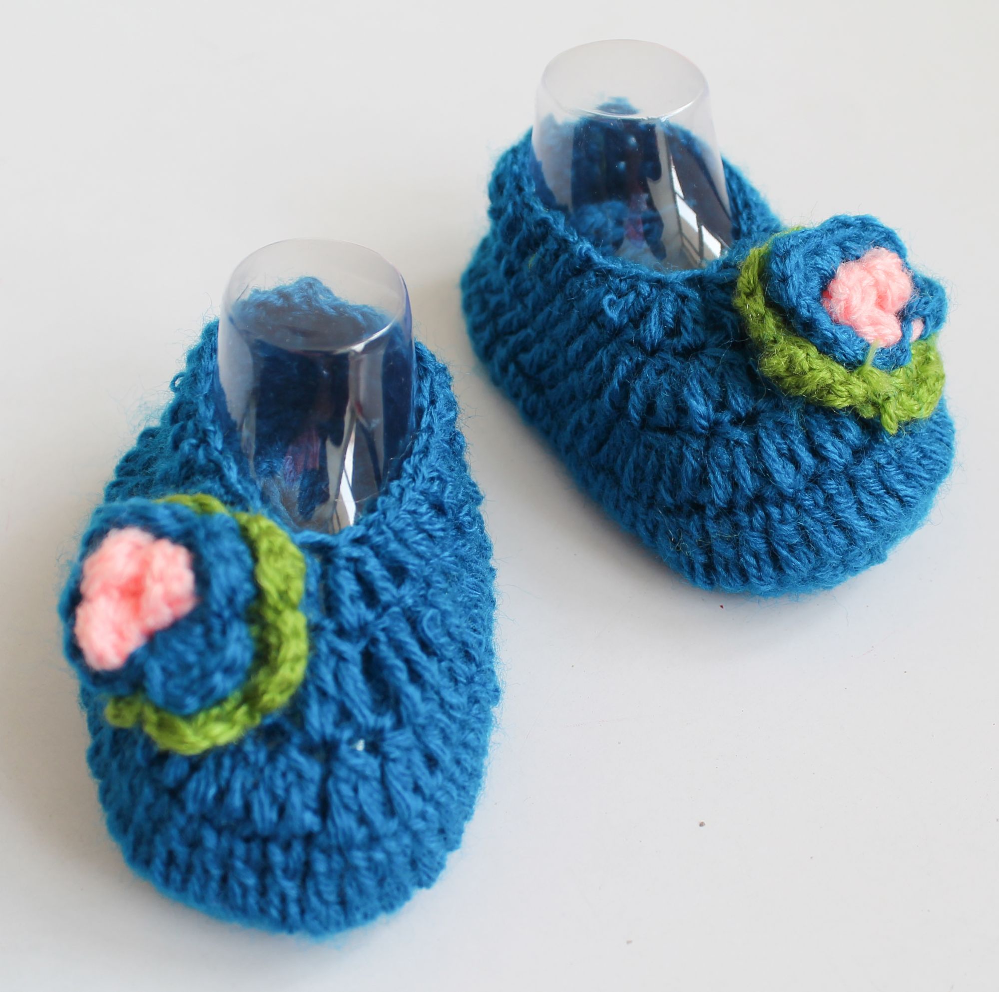 Woonie Handmade Flower Booties - Blue