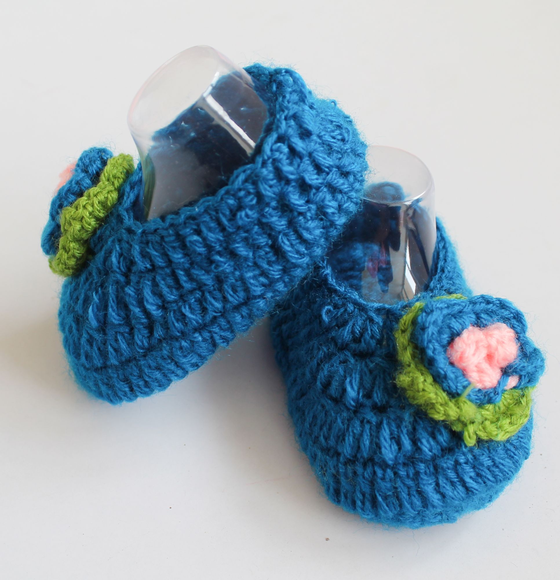 Woonie Handmade Flower Booties - Blue