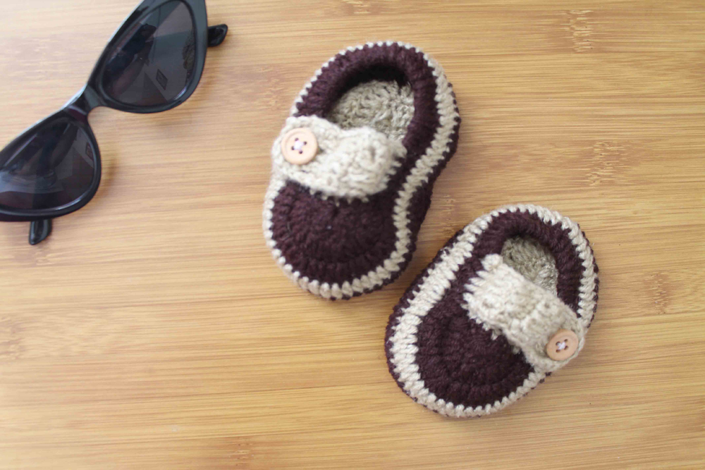 Brown and Beige Woolen Booties