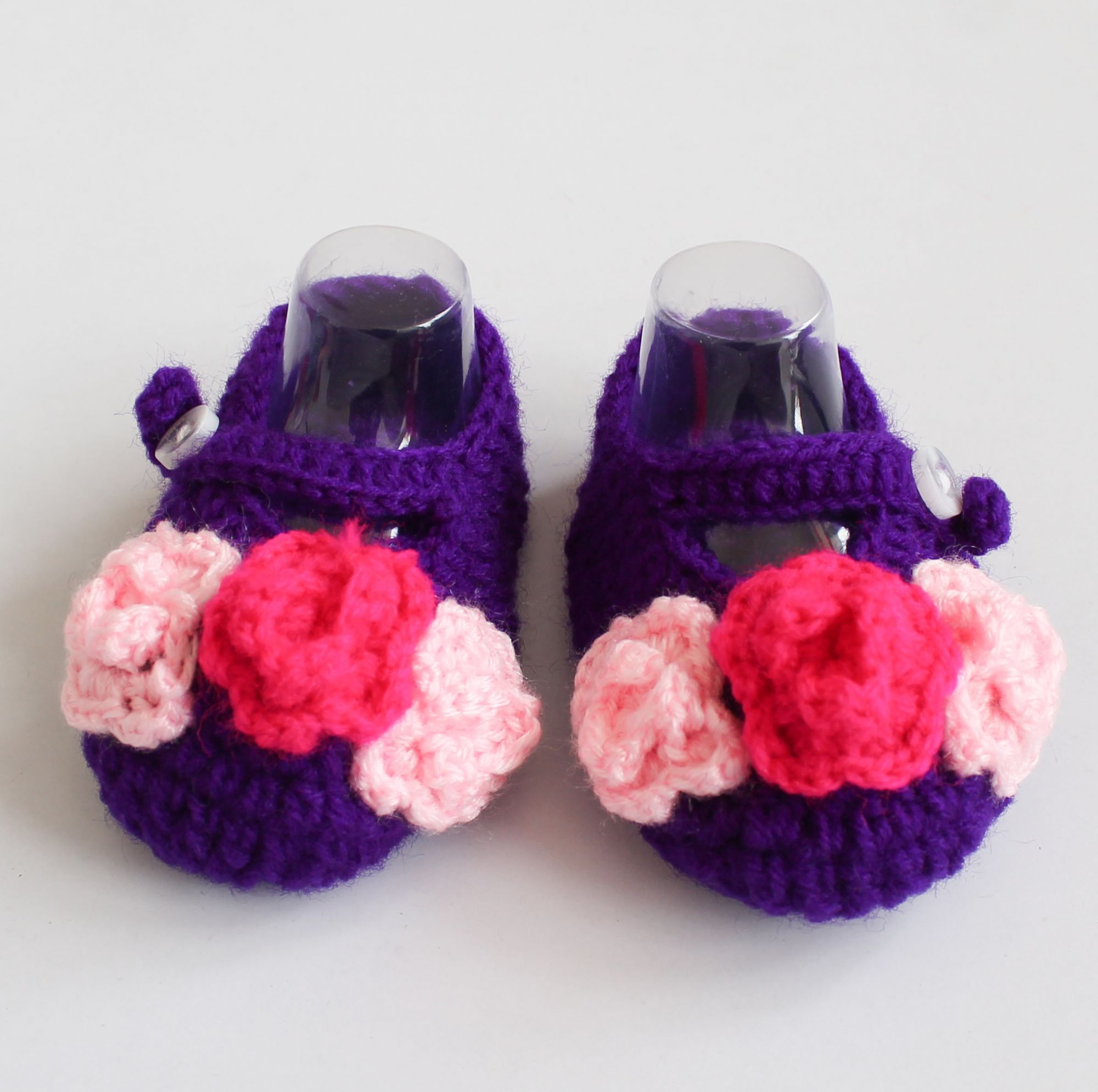 Woonie Handmade Flower Booties - Purple