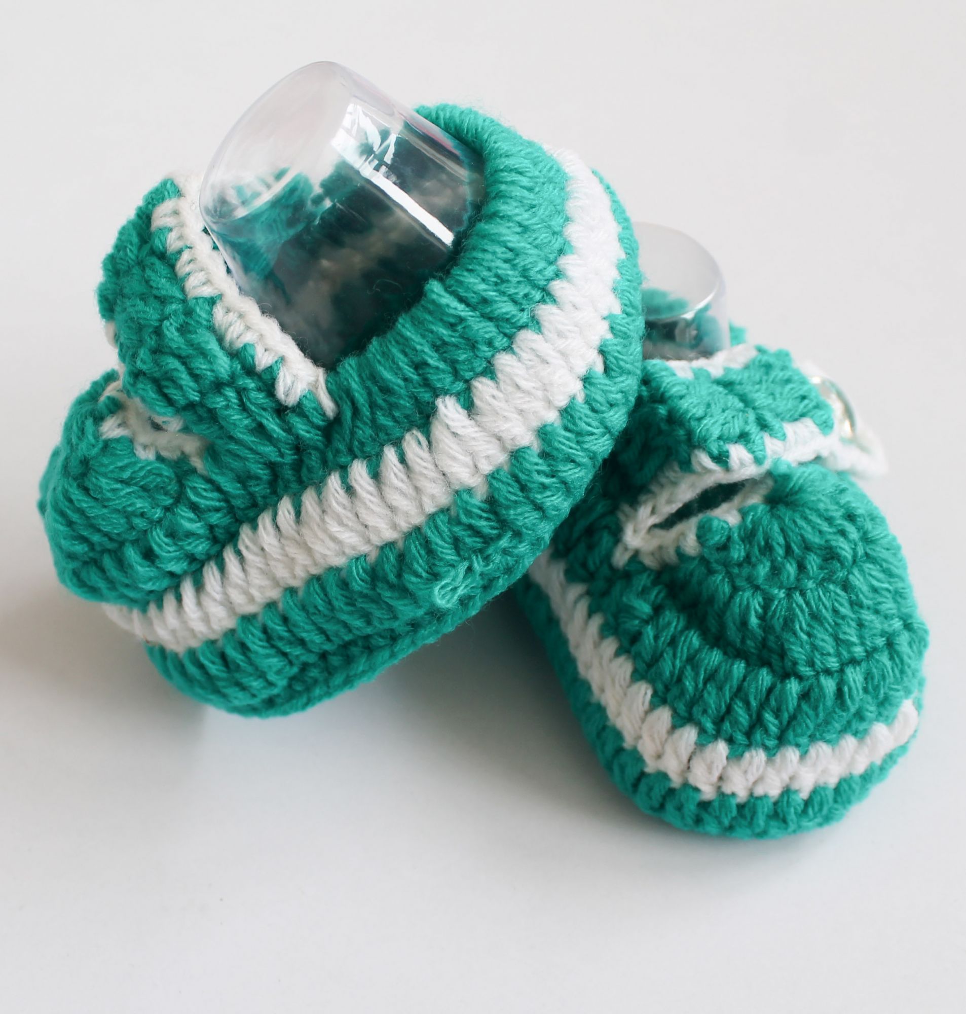 Woonie Handmade Color Block Booties - Green