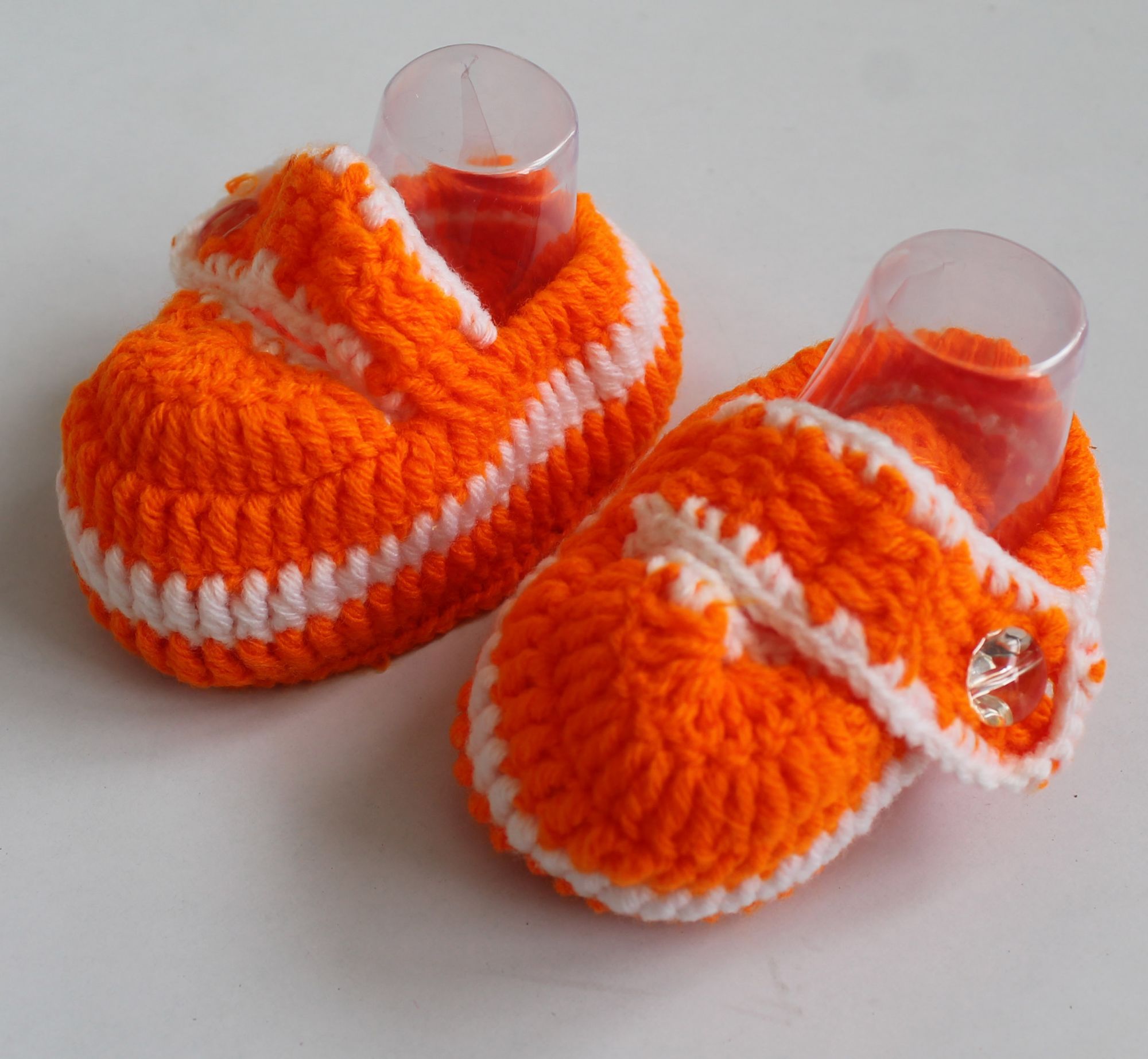 Woonie Handmade Color Block Booties - Orange