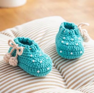 Woonie Handmade Pearl Detailing Booties-Green