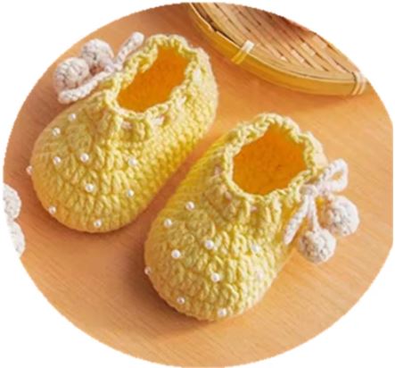Woonie Handmade Pearl Detailing Booties-Yellow