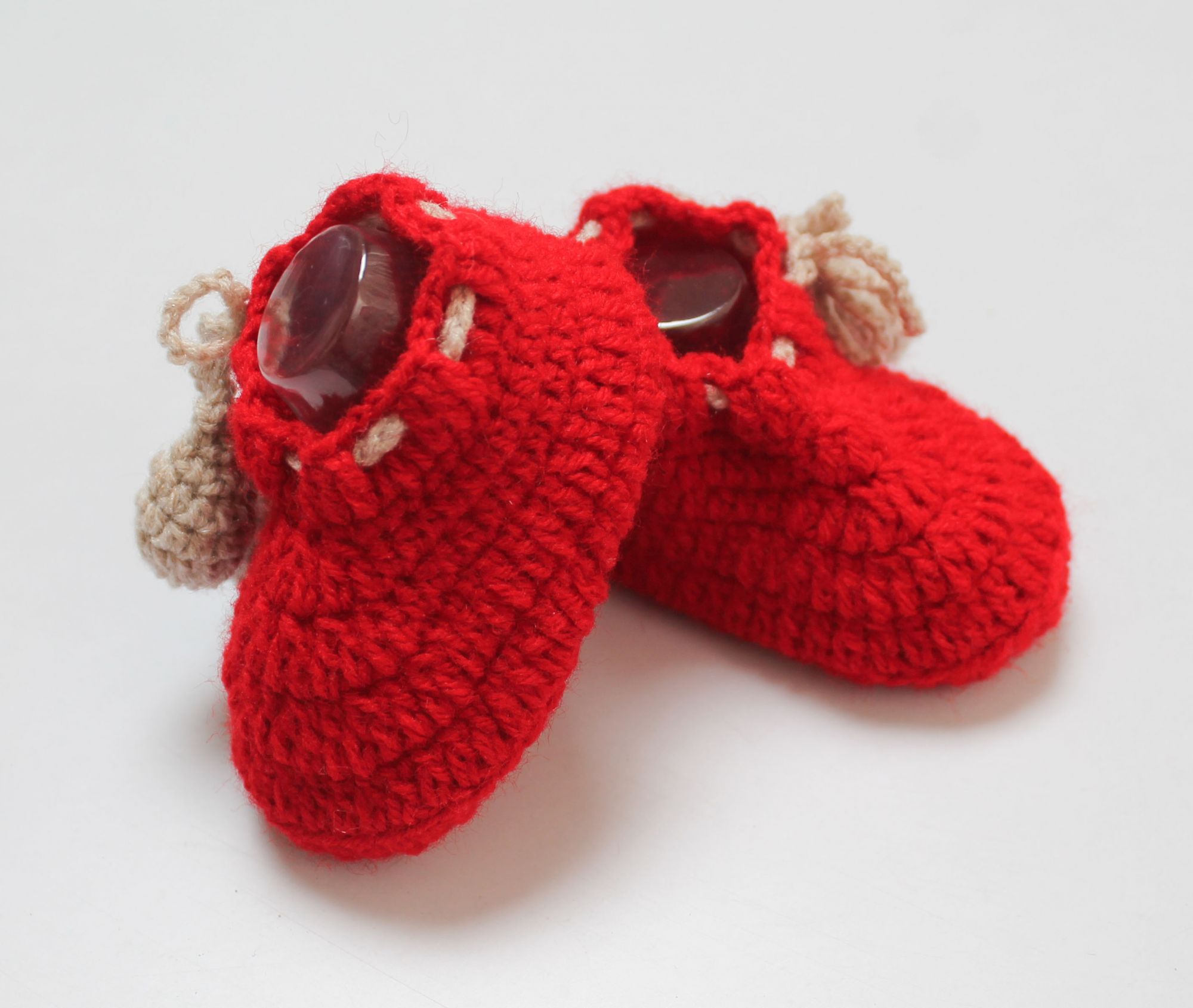 Woonie Solid Handmade Booties - Red