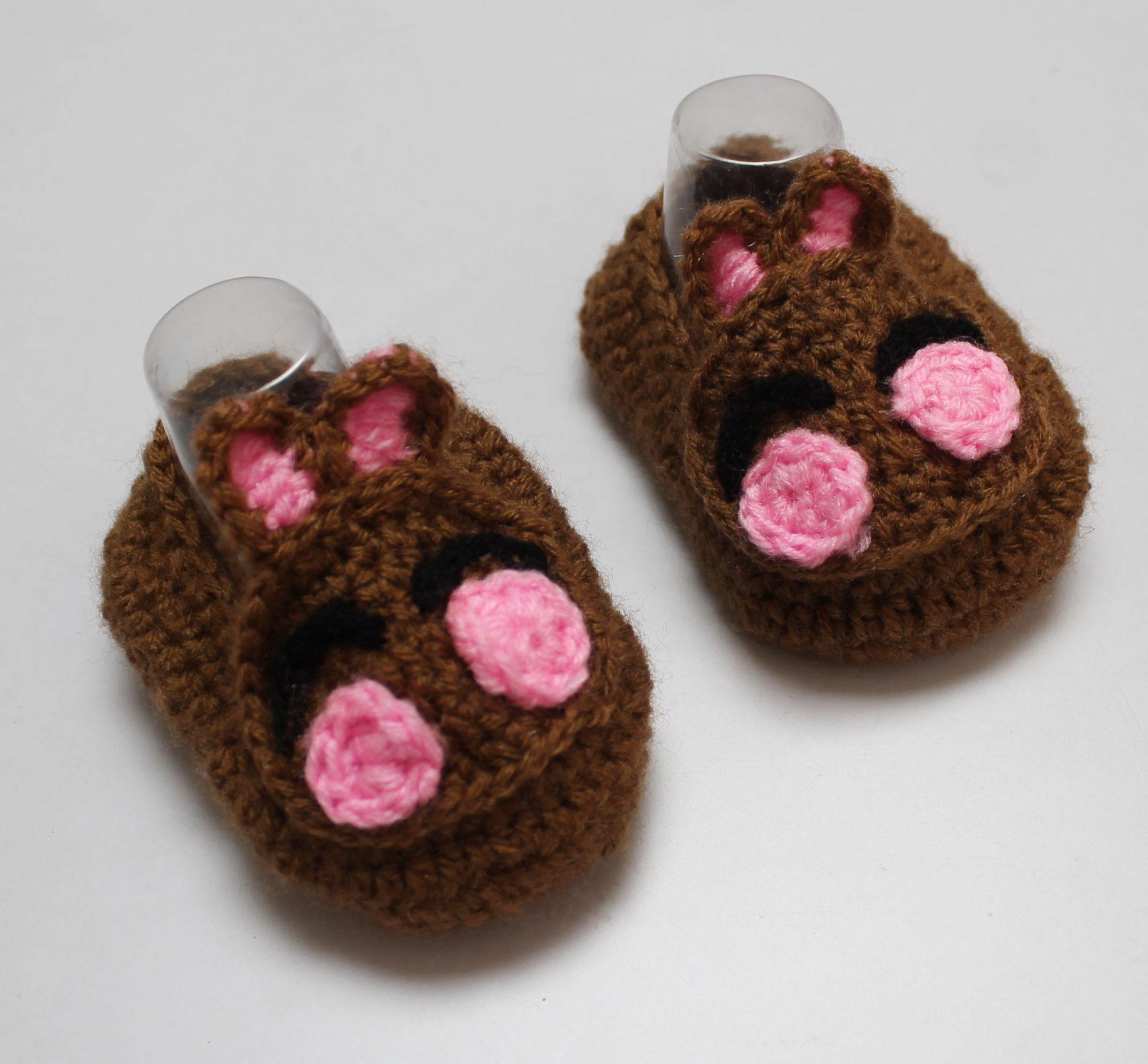 Woonie Flower Design Booties - Brown