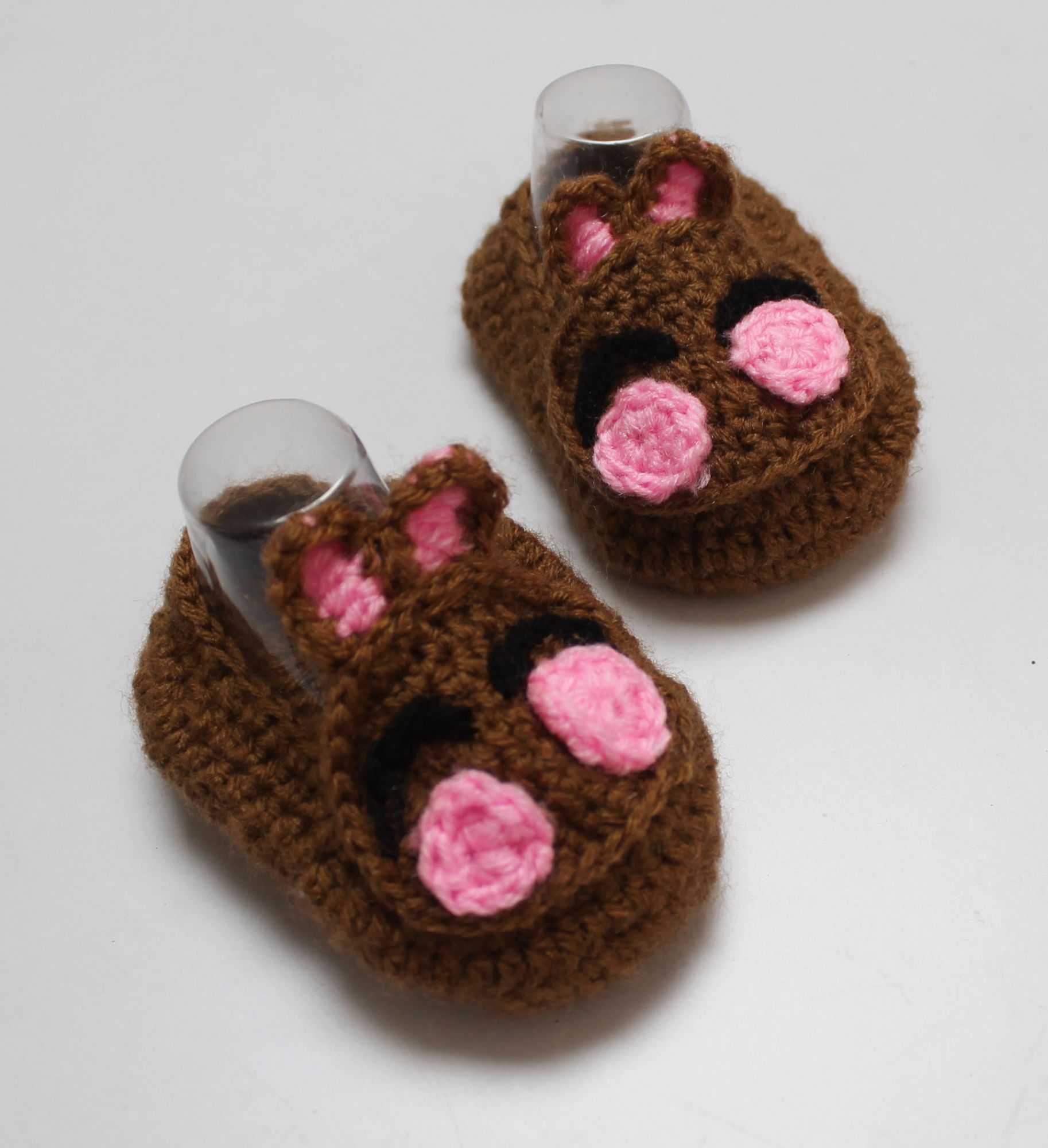 Woonie Flower Design Booties - Brown